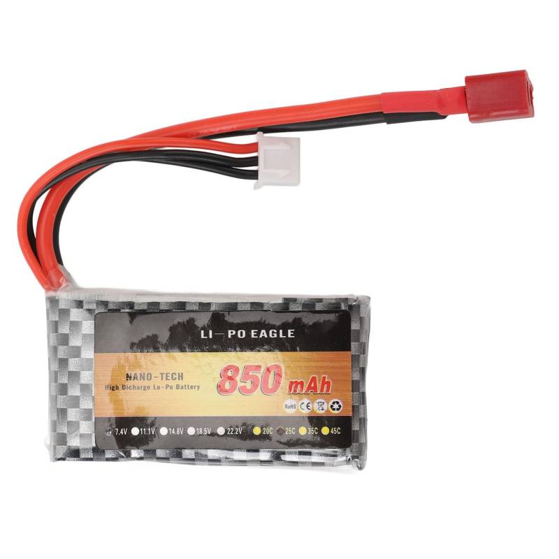 Keenso RC Truck LiPo-Akku, 7,4 V 2S 25C 850 MAh LiPo-Akku RC Truck Lithium-Akku mit T-Stecker für XLH Q903 Q901 Q902 1/16 2845 Brushless RC Racing Truck von Keenso