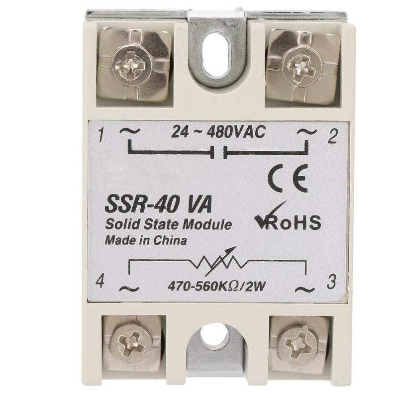 Keenso SSR-40VA Lastspannung 24-480 V AC 40A Nennstrom Widerstandsregler Halbleiterrelais SSR-Modul für industrielle Automatisierungsprozesse Relais von Keenso