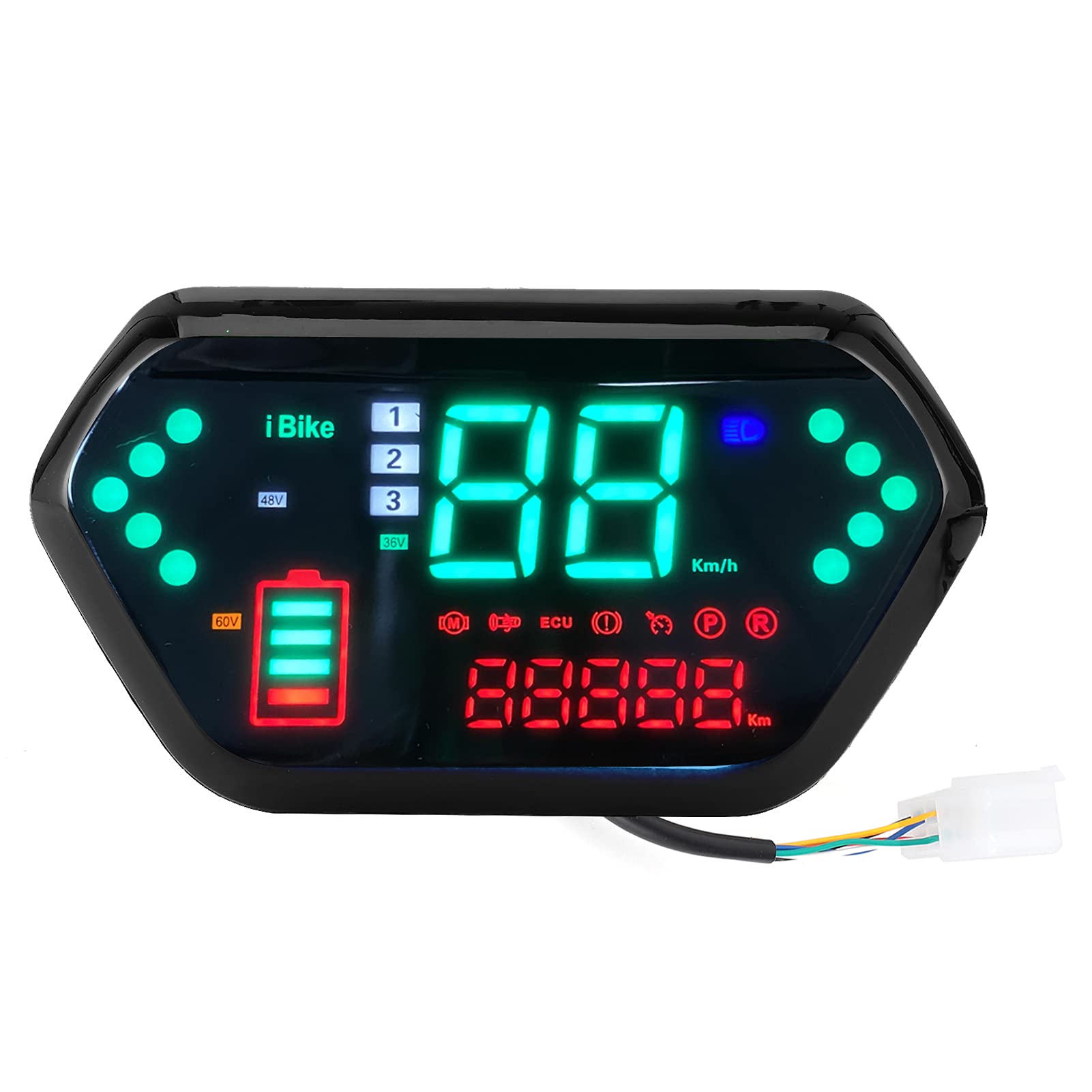 Motorrad-Tachometer, 60V High-Definition-LCD-Display Universal-Motorrad-Tachometer Drehzahlmesser Digitaler Kilometerzähler Motorrad-Geschwindigkeitsmesser Geschwindigkeitsmesser von Keenso