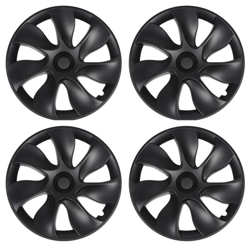 Rad Hubcap, 4pcs ABS-Material 19in Rand Hubcap Hubcap Easy Snap on Design Reduzierter Windresistenz für Teslas y 2020-2023 (Matt-schwarz) von Keenso