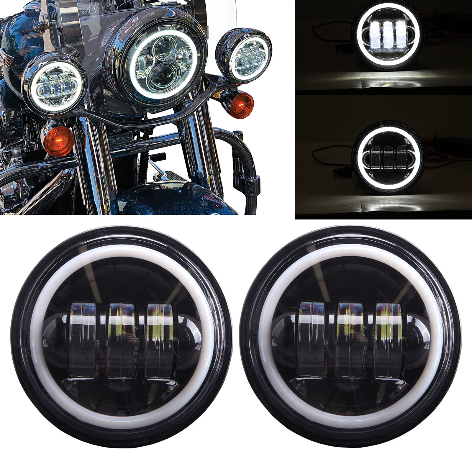 KEEPDSGN 2pcs 4.5" LED Nebelscheinwerfer Motorrad Licht für Road King Glide Street Glide Electra. von KEEPDSGN