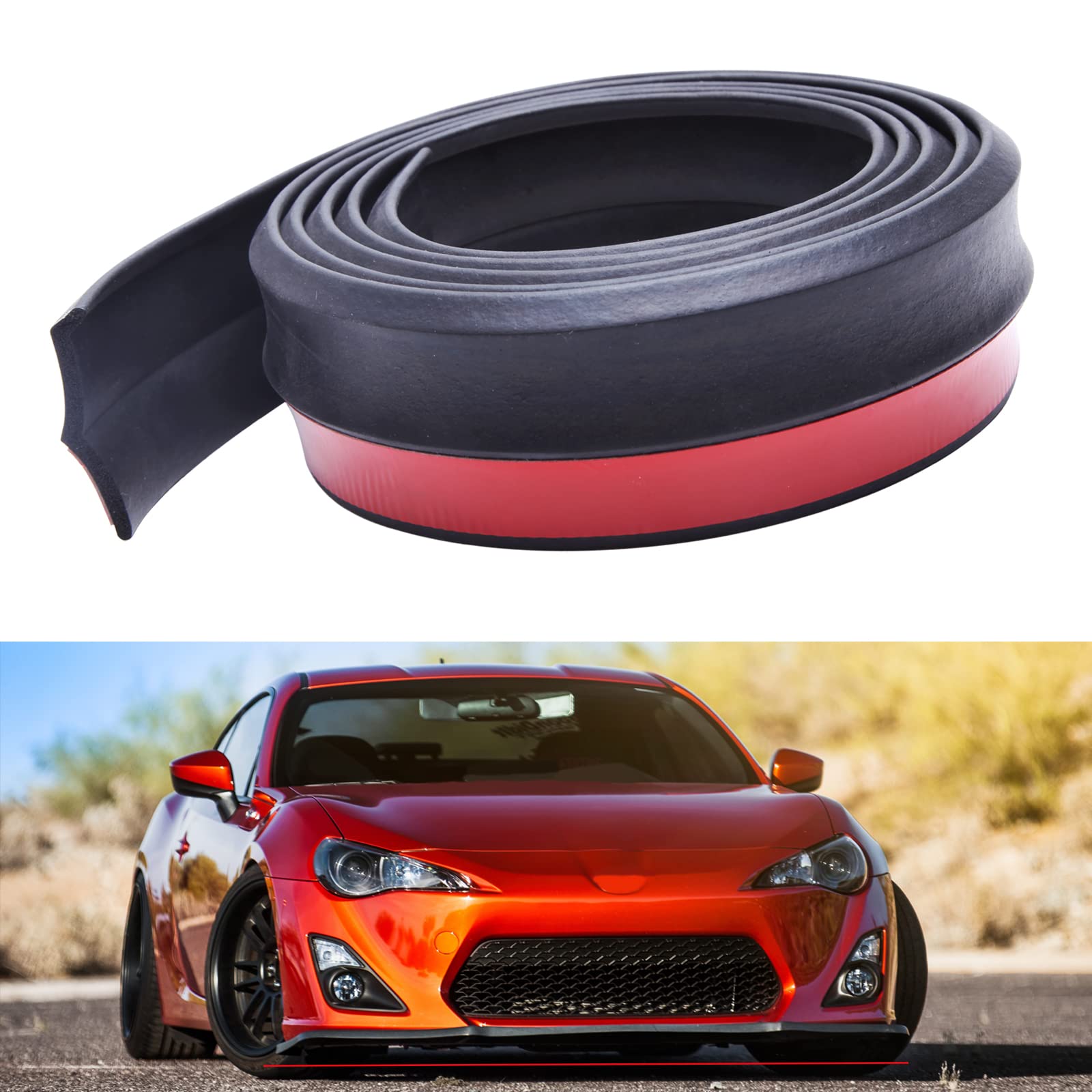 Auto Spoilerlippe Universale 2.5M/8.2ft Gummischutz Lip Splitter Spoiler Kinnlippenrockschutz, 60 mm Breite. von KEEPDSGN