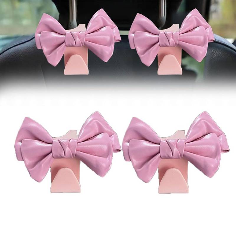 2 Stück Bowknot Design Car Seat Back Hooks, Purse Holder for Car, Auto Lagerung Haken, Bowknot Auto Haken Rücksitz Kopfstütze Haken Aufbewahrungshaken für Autositz Autositz Rücksitzhaken (Rosa) von Keeplus