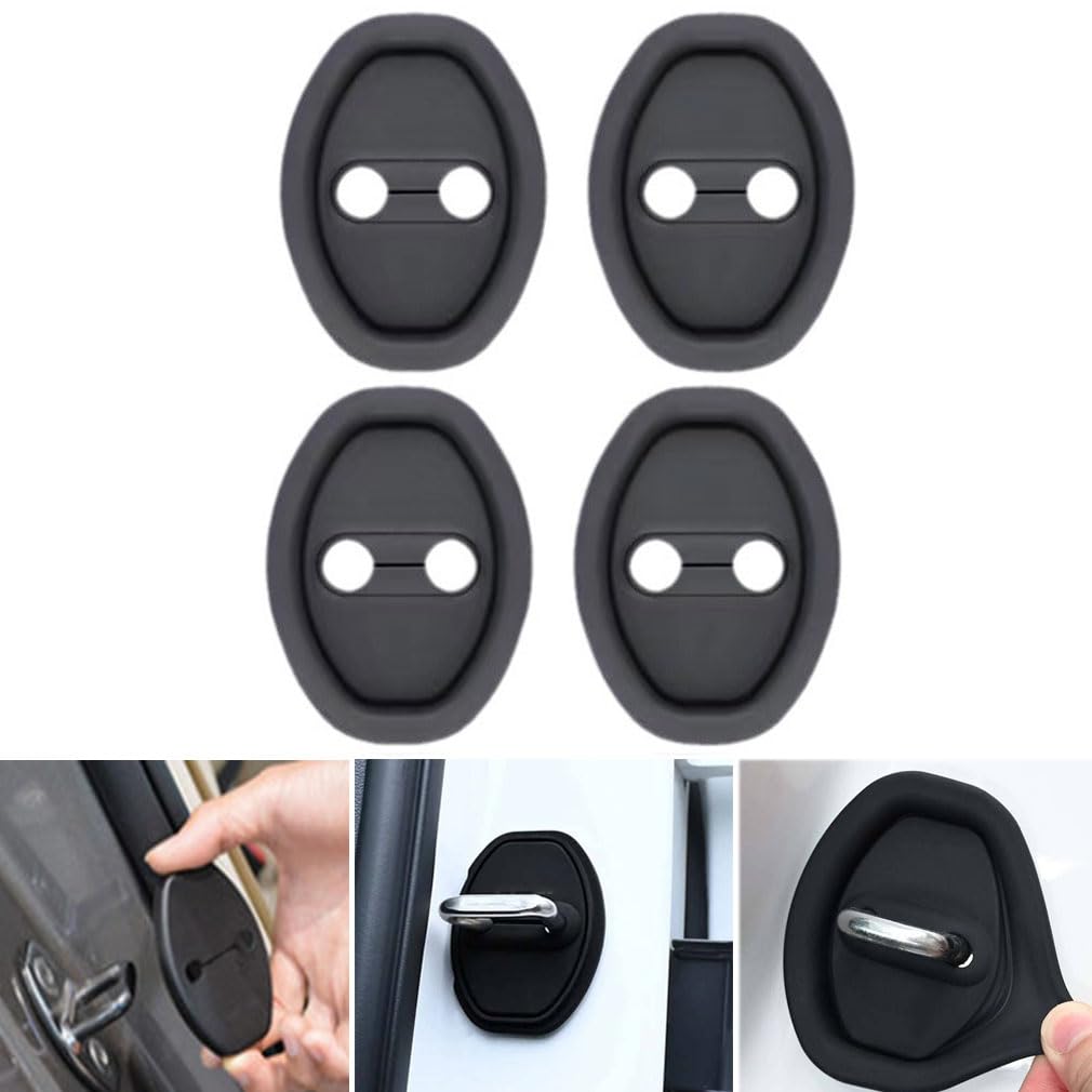 4 Stk Schutz für Türverriegelung,Car Silicone Door Latch Protective Cover,Autotürschloss Riegel,Türschloss Abdeckung,Auto Latches Buckle Cap Protector Türschloss Schutzhülle Autotürschloss (Schwarz) von Keeplus