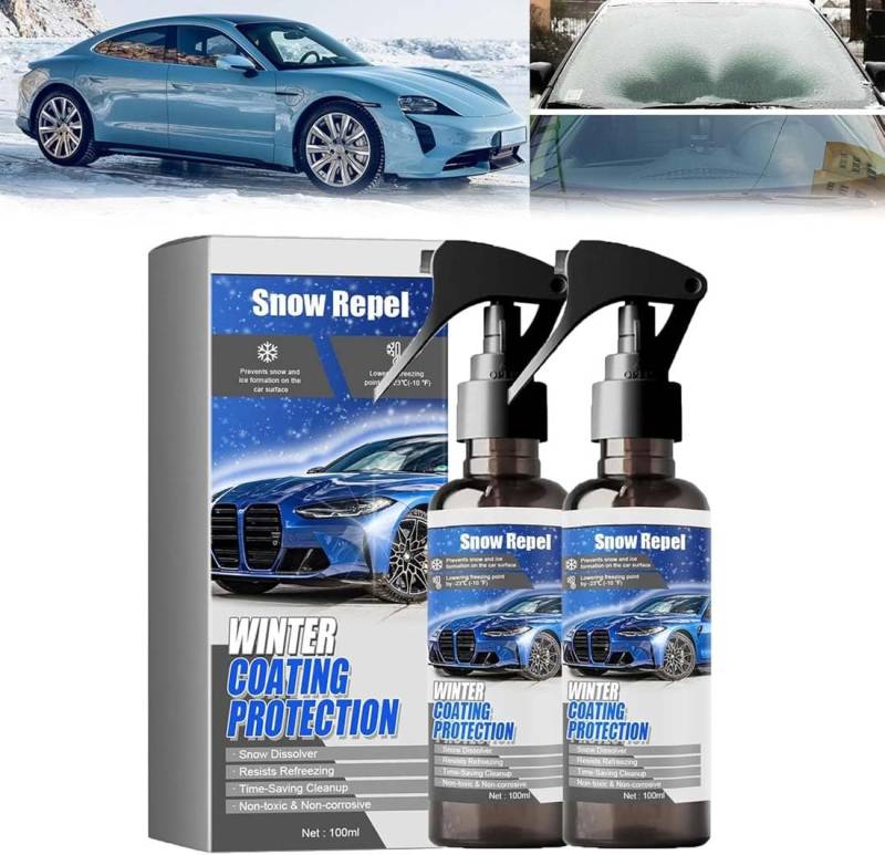 Car Windshield Snow Melting Coating Spray, Enteiserspray Auto Scheibe, Scheibenenteiser Spray, Enteisungsspray,Auto Schneeschmelzspray Enteisungsmittel, Enteisungsmittel Auto, Anti Freeze Spray (2Stk) von Keeplus