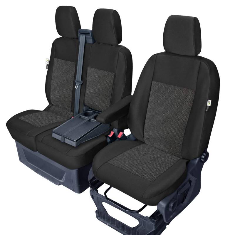 Kegel-Blazusiak Sitzbezüge Passgenau für Ford Transit Custom ab 2012 und ab 2018, Polyester, Schwarz, Lieferwagen, Fahrzeugsitzbezüge, Neuheit von Kegel-Blazusiak