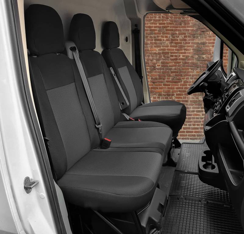 KegelBlazusiak Sitzbezüge passgenau Schonbezüge Roco geeinget für Ford Transit Custom Automat 2020-2021 Erste Reihe 3-Sitzer + Gummimatten von KegelBlazusiak