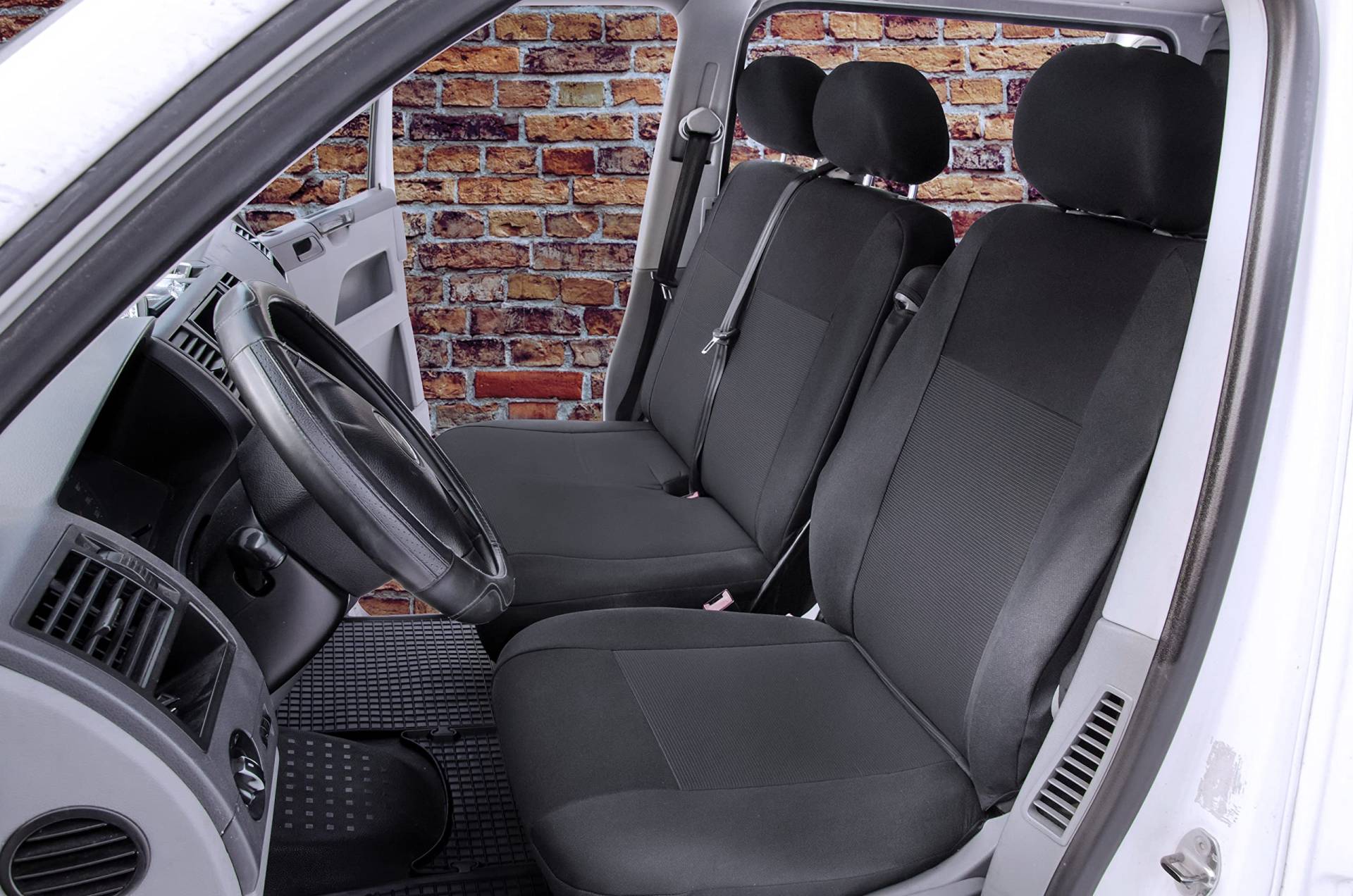 Stoff Sitzbezüge passgenau Schonbezüge Roco geeinget für VW T6 Transporter Bj. ab 2015 Erste Reihe 3-Sitzer von KegelBlazusiak