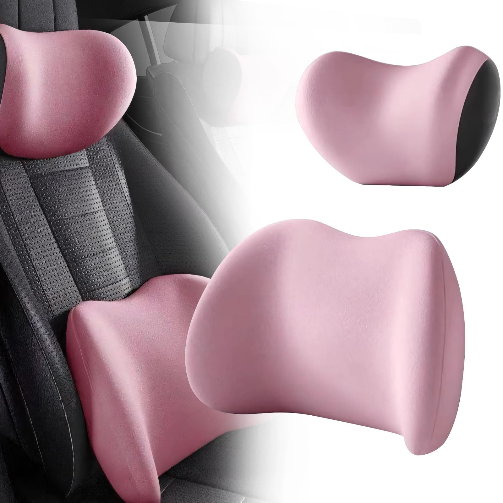 Auto Nackenkissen Set für Kopfstütze,Nackenstütze aus Memory Foam Reisekissen Zur Nackenstütze,Rücken Autokissen Autositzkissen Kopfstützenkissen zum Fahren,Bequemes Schutz Der Halswirbelsäule (04) von Keho Keho Kehongdun