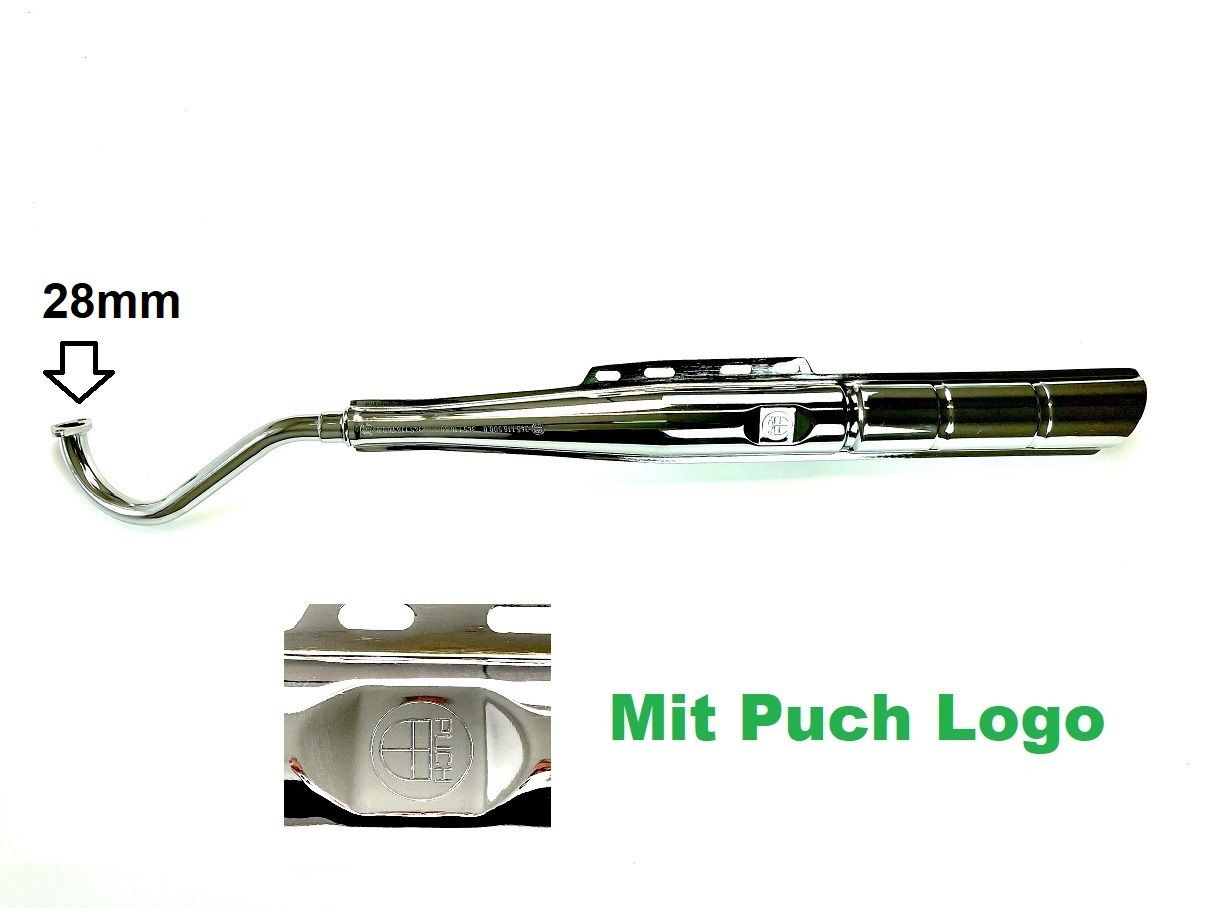 Mit PUCH Logo Auspuff Puch Maxi S N 22mm E50 original Look chrom von Keine Angabe