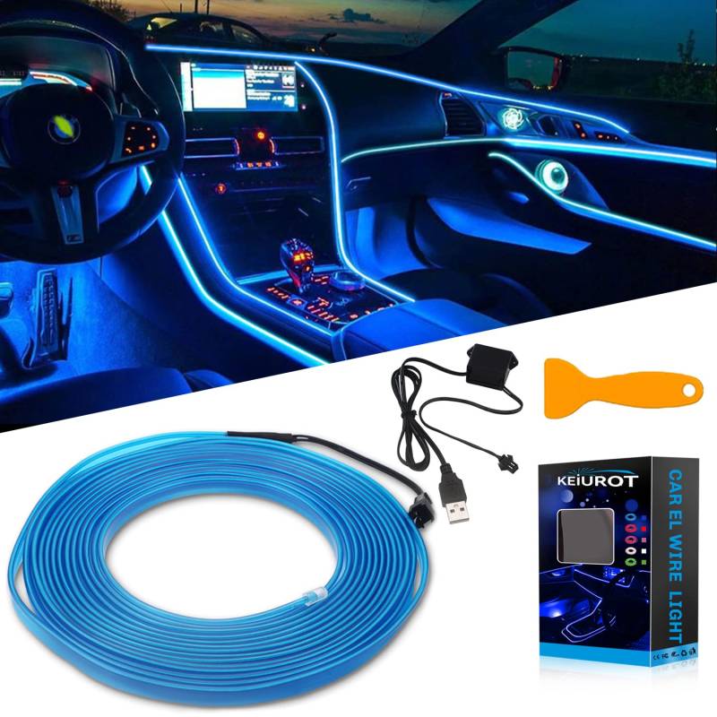 Keiurot El Wire USB Neon Draht Blau Neonlichter 5M/16Ft für Partys, Halloween, Indoor Ourdoor DIY Dekoration von Keiurot