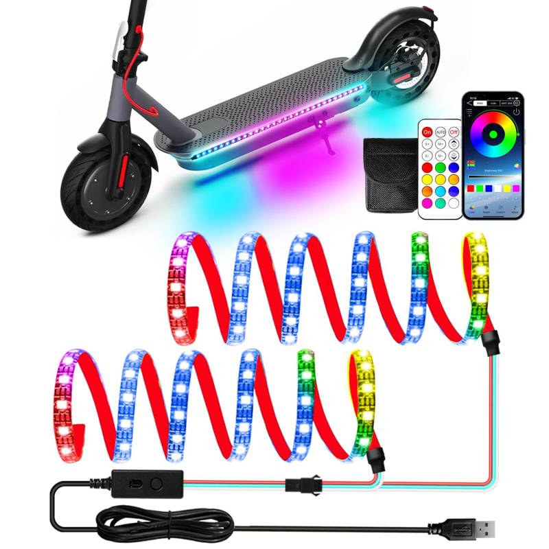 Keiurot LED-Streifenlicht für Roller, Nachtfahrten, Skateboard, Scooter, App-Steuerung, fließende Farbe, wasserdicht, 2-in-1 von Keiurot