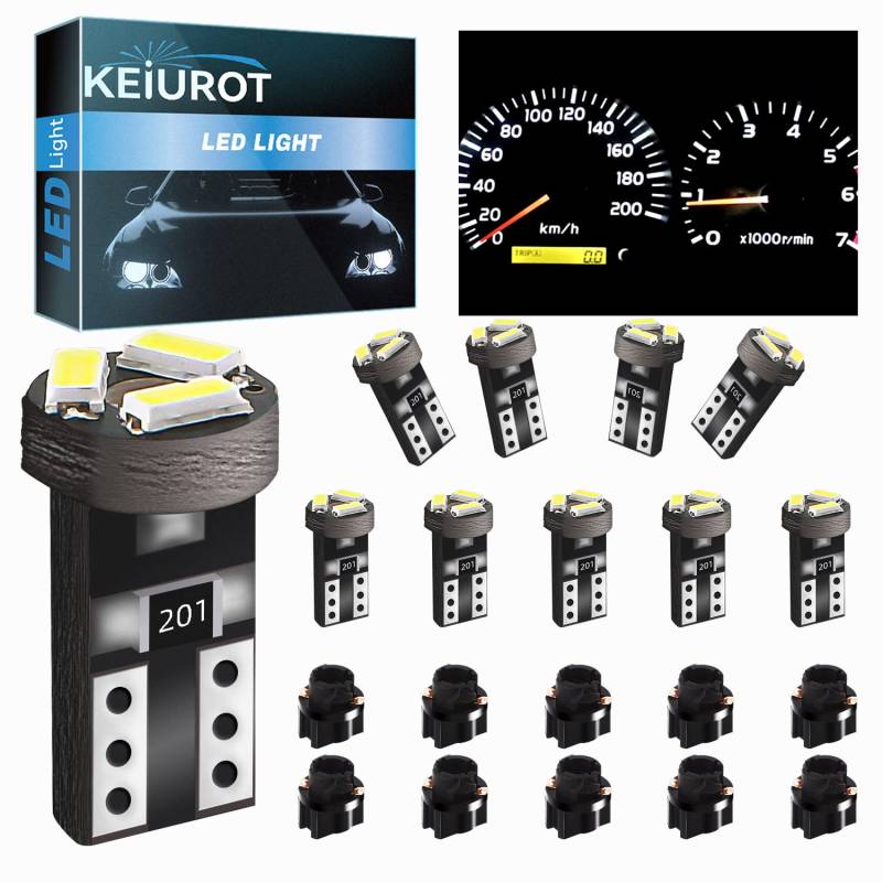 T5 74 LED Leuchtmittel weiß W3W 37 70 2721 LED Wedge LED T5 Twist Socket Armaturenbrett Lampe für Auto Innenraum Tacho Instrument Cluster Indikator Light Panel 12 V 10 Lampe von Keiurot