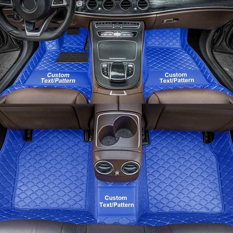 Kenzek Nach Maß Auto FußMatten für Smart 453 Coupe/Forfour/Fortwo/Roadster, wasserdichte rutschfeste PU Leder voller bedeckter Schutz Advanced Liners Blau von Kenzek