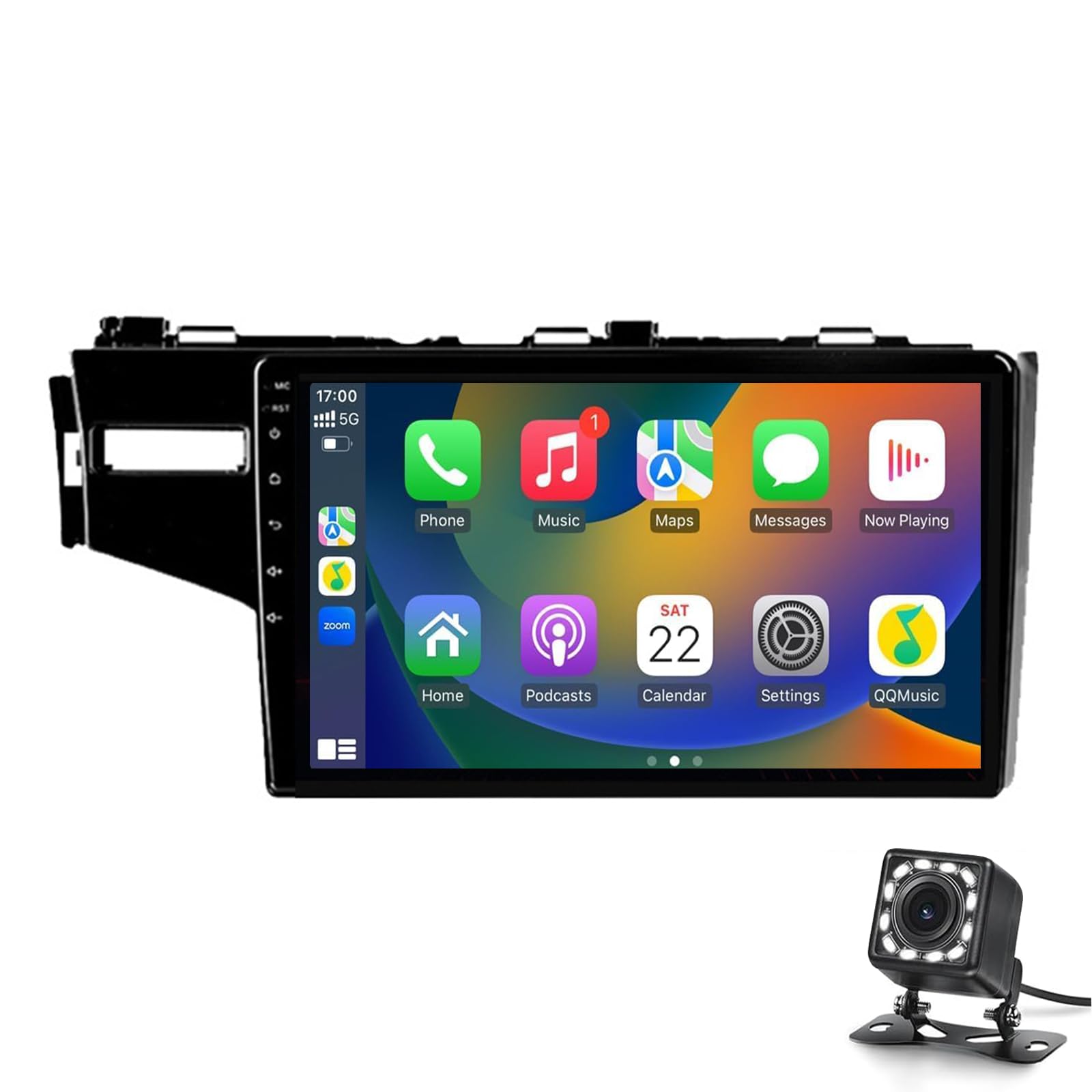 9 "Android 14 Auto Radio Stereo Kompatibel Mit Fit Jazz 2014-2018, Touchscreen Head Unit GPS Navigation WiFi Bluetooth Am/fm Audio SWC USB Media Player Kamera(Size:8G+128G,Color:RHD) von Keoaiob