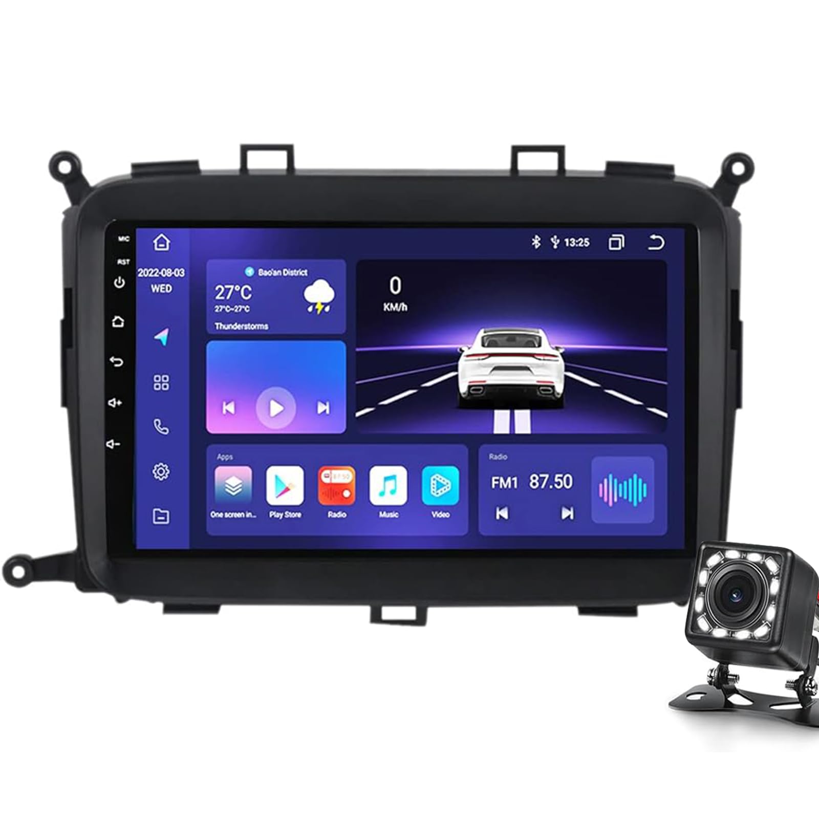 9 "Android 14 Auto Radio Stereo Kompatibel Mit Kia Careens 2013-2018 Touchscreen Head Unit GPS Navigation WiFi Bluetooth Am/fm Audio SWC USB Dsp Dvr Media Player Kamera(Color:M100S:4core 1+16GB) von Keoaiob