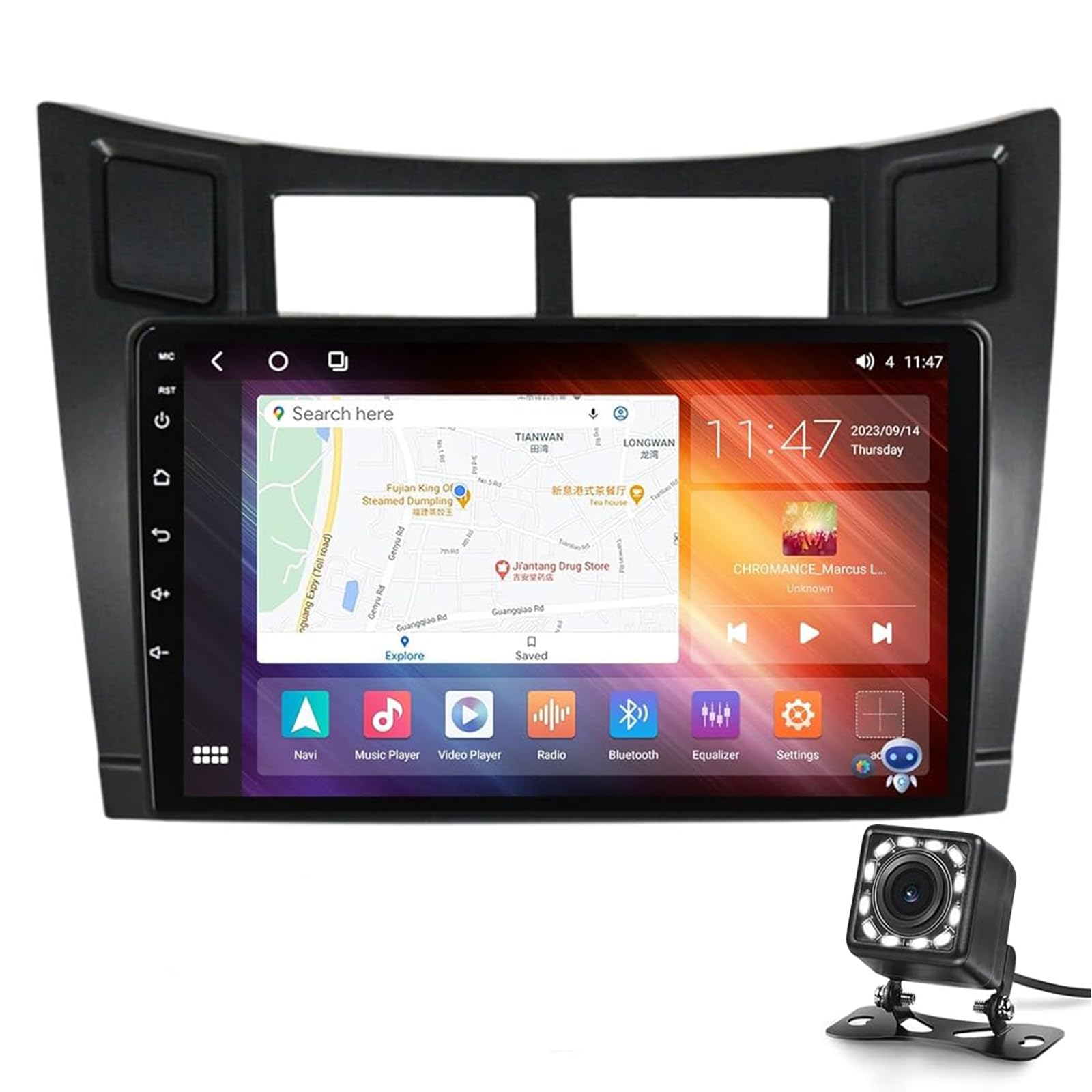 9 '' Screen 2 Din Auto Stereo Android 14 Für Yaris Xp90 2005-2012 Autonavigation In-cash Car Audio Receiver Unterstützt Carplay Android Auto/fm Am Radiords/wlan/voice Control(Size:M600S:8core 6+128GB) von Keoaiob