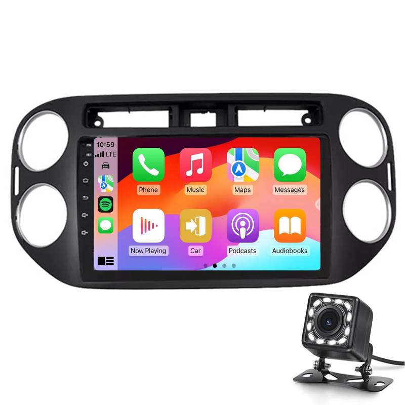 9-Zoll-Headunit Für Volkswagen Tiguan 2006-2016 Android 14 CarPlay Android Auto WiFi GPS Bluetooth DSP EQ MirrorLink-Unterstützung DAB+ Rückfahrkamera HDMI Autoradio Stereo(Size:M4:4+64GB,Color:links) von Keoaiob