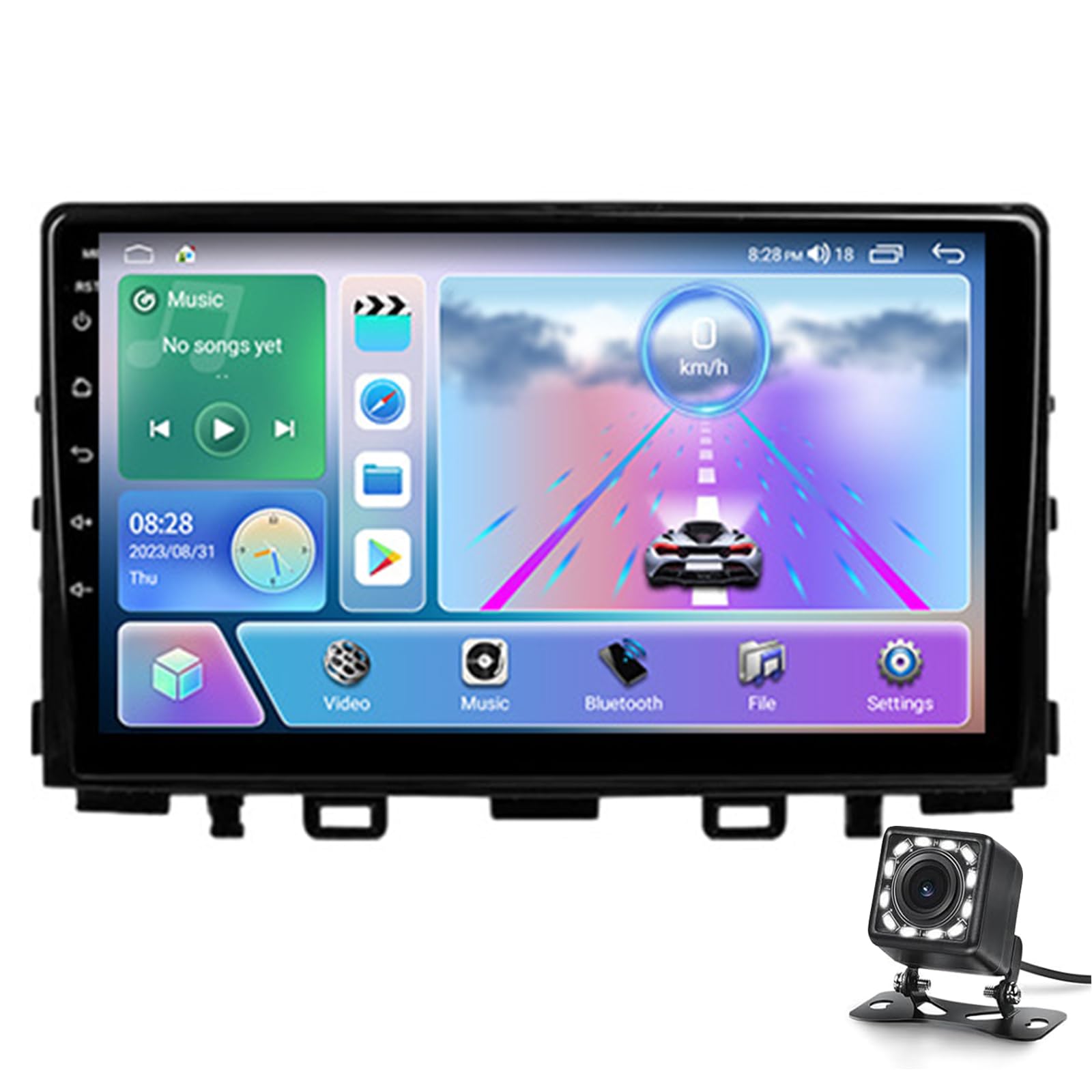 9 Zoll Tragbares Autoradio Für K-I-a RIO 2016-2020 2024 Kompatibel Mit Wireless CarPlay & Android Auto AirPlay Stereo Sound Sprachsteuerung WiFi BT Kabelgebundene Verbin(Size:M5:6+128GB,Color:schwarz) von Keoaiob