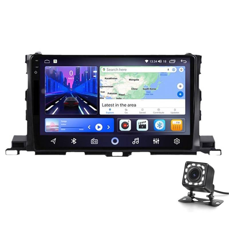 9 "android 13 Auto Stereo-radiomospiel Für Highlander 2015-2018, Eingebaute 4g-drahtlose Carauto-spiel Berührte Gps-navigation Dsp Rds Radio Bluetooth 5.0 Wlan, Optionale Ahd Cam Tpm(Size:2G+32G) von Keoaiob