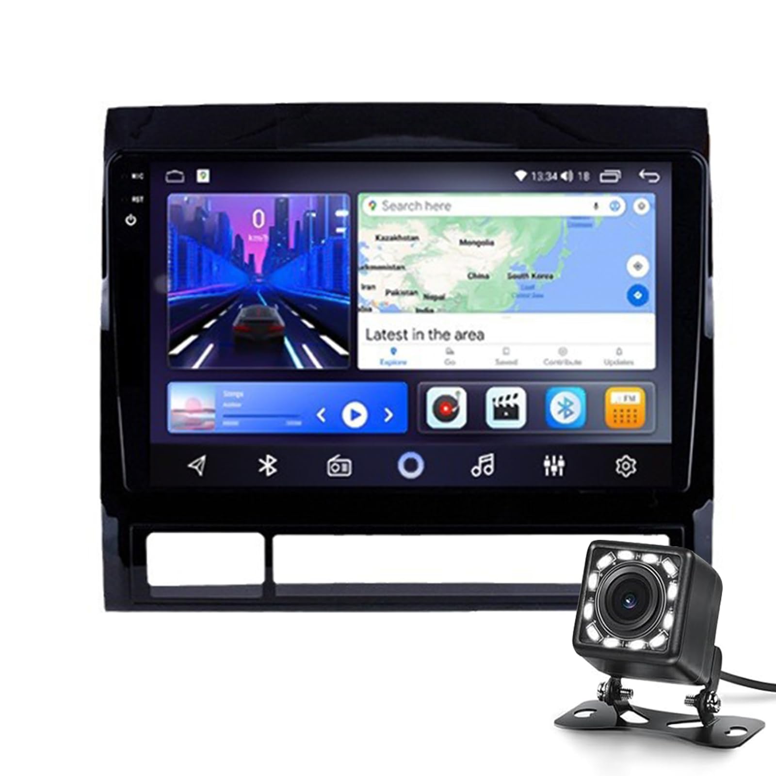 9 "auto-stereo Für Tacoma 2005-2013 Car Radio Receiver Carplay/android Auto W/gps-navigation/bluetooth/ahd-sicherungskamera, Geteilter Bildschirm, Hd-rückseite, Usb-tethering Bt 5.0,(Size:4G+32G 2K) von Keoaiob