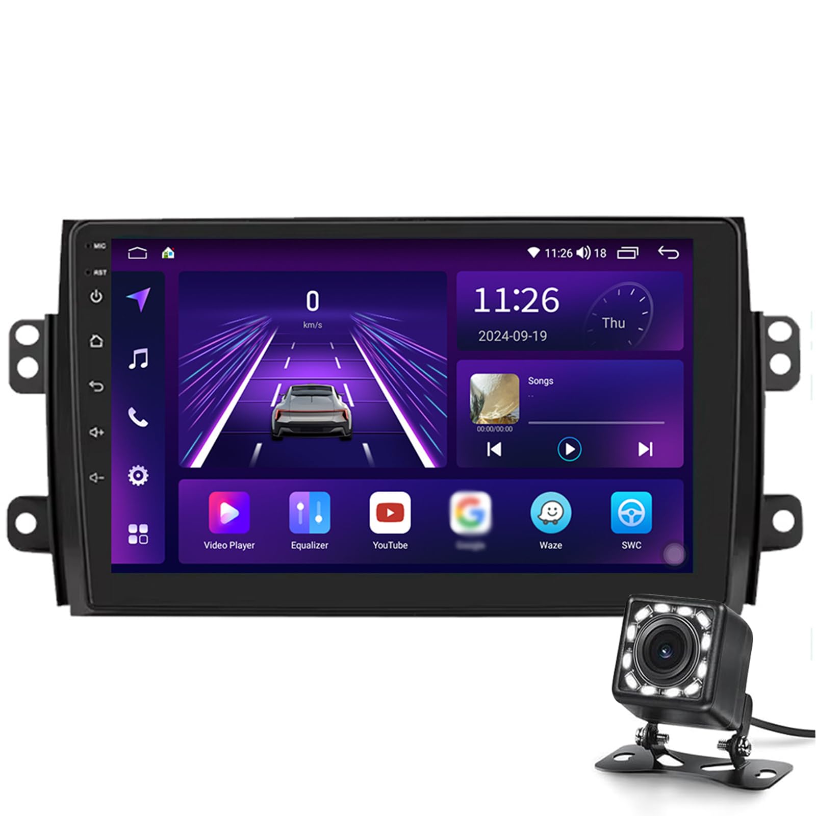 9-zoll-auto-stereoaner Für Suzuki Sx4 2006-2013/fiat Sedici 2005-2014 Gps Mit Carplay Android Auto Smart Player Mit Aux Tf-karten-c-anschluss-unterstützung Dvr Bluetooth Fm-sender(Color:4-Core 2+32G) von Keoaiob