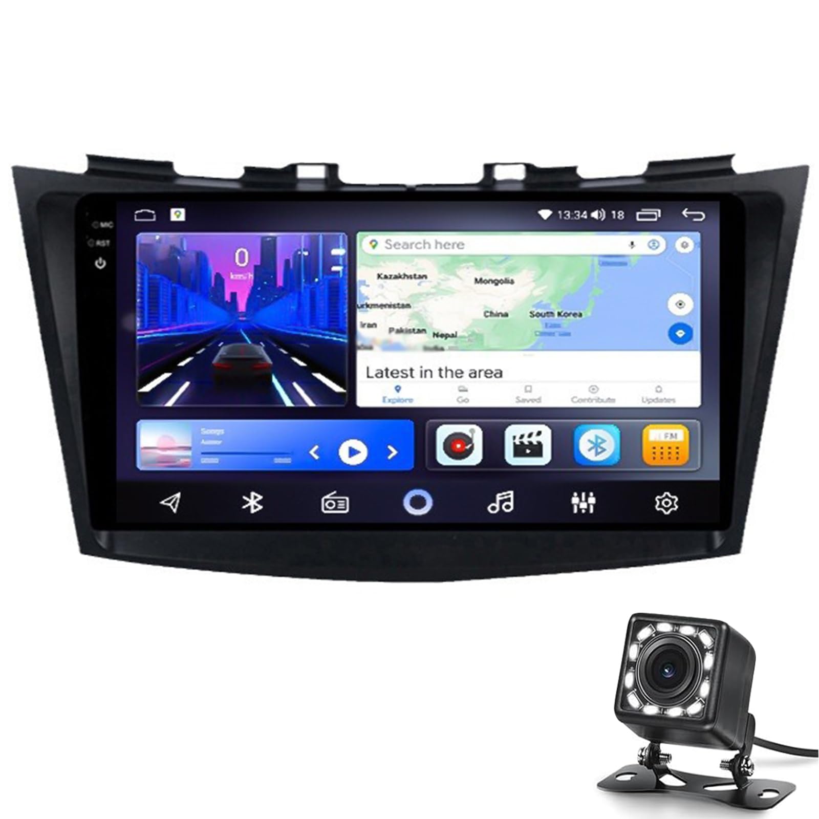 Android 13 Car Radio Für Suzuki Swift 2010-2015 Mit Drahtlosen Carplay & Android Auto, 9 Zoll Hd Ips Touchscreen-autoperie Mit Gps Bluetooth Fm/rds Backup-kamera Wifi Swi Swc Dsp(Color:2G+32G) von Keoaiob