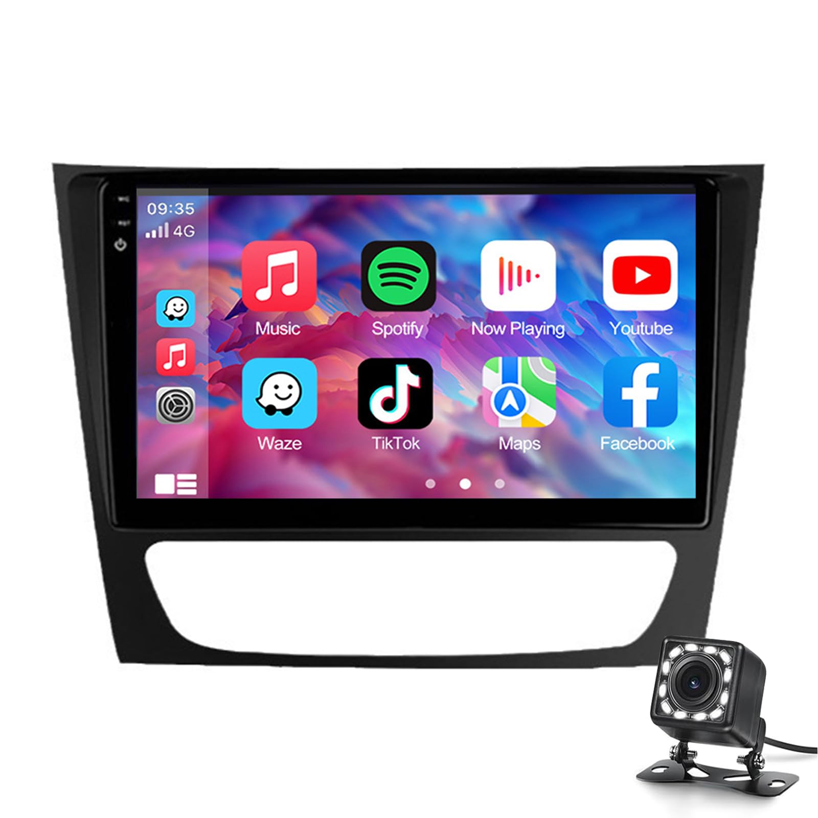 Android 14 Auto Radio-doppel-din-auto-stereo Für E W211 2005-2010 Gps-navigation Head Unit 9 Zoll Digital Multimedia Player Video Receiver Carplay Dsp Rds Mirror Link Lenkradsteueru(Color:8G+256G 2K) von Keoaiob