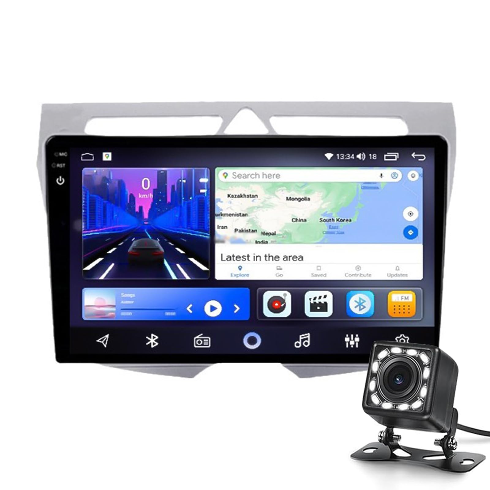 Android 14 Auto Stereo 9-zoll-touchscreen Double Din Radio Für Kia Picanto Morning 2007-2010 Gps Sat Nave-stecker Und Play Multimedia Player Fm Bt-empfänger Mit 4g Wli Swc Dsp Dvr Carplay(Color:M600S) von Keoaiob