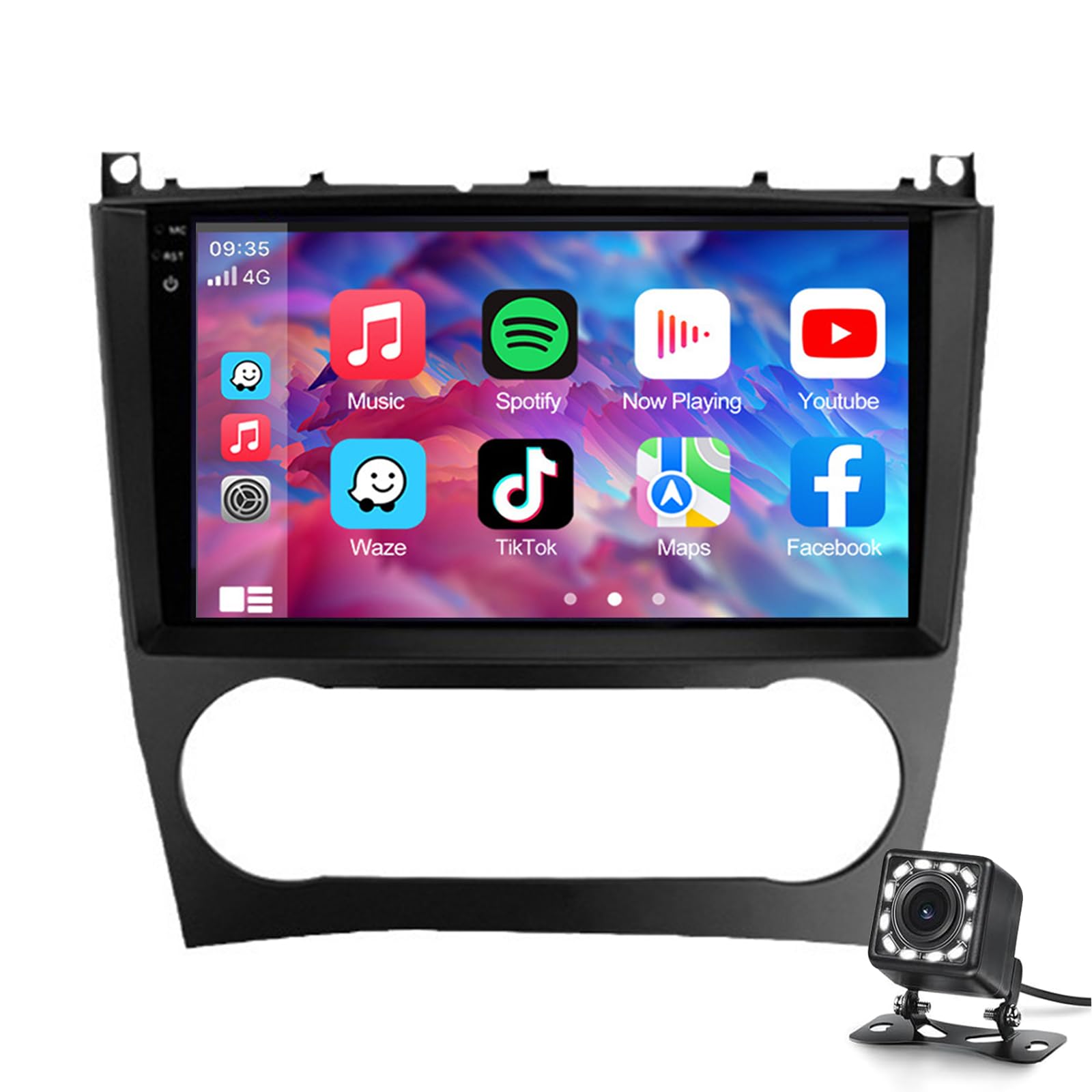 Android 14 Auto-radio-stereo-gps-navigation Für C-klasse W203 W209 2005-2009 Doppel Din Hd Multi-touch-bildschirm Carplay 9 Zoll Okta Core Android Auto Car Auto Auto-spiel Wifi Blue(Color:8G+256G 2K) von Keoaiob