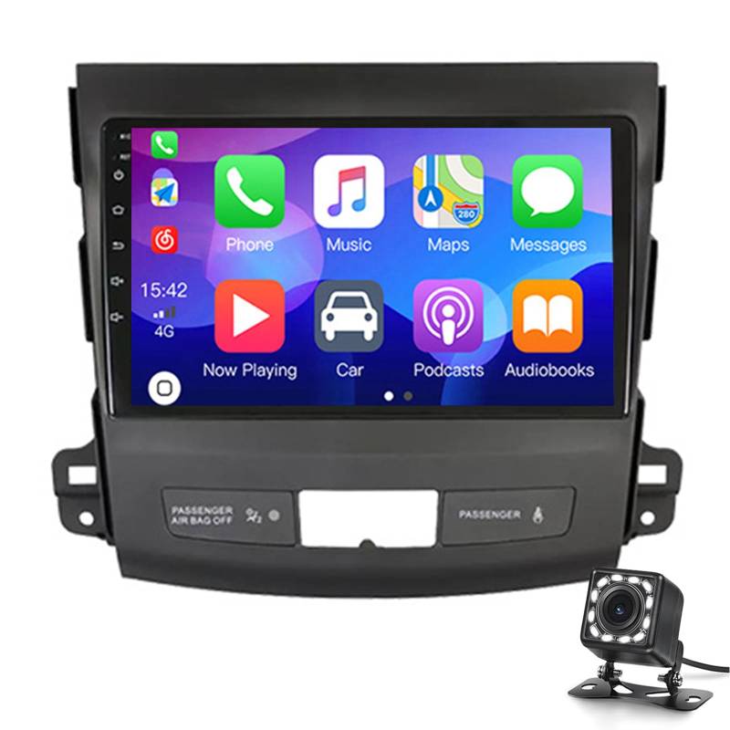 Android 14 Auto-radio-stereo-gps-navigation Für Mitsubishi Outlander 2005-2012 Doppel-din Hd Multi-touch-bildschirm Carplay 9 Zoll Okta Core Android Auto Car Auto Auto Play Wifi Bluetooth(Color:M500S) von Keoaiob