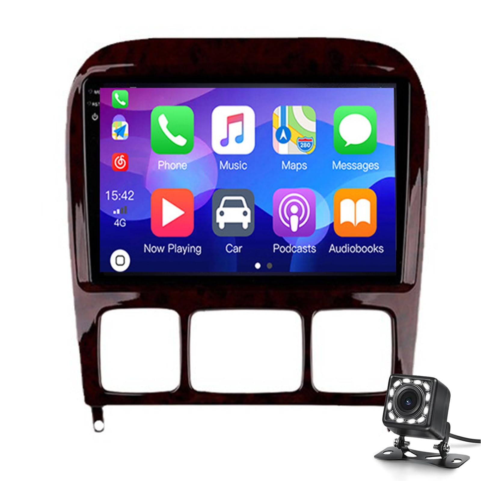 Android 14 Car Radio Für S-klasse 1998-2005 Für 9-zoll-ips-touchsbildschirm Doppeldin-android-stereo-gps-navigation Unterstützung Bt Dsp Carplay Bluetooth 4g Wifi Mirror Link Gps Na(Color:8G+256G 2K) von Keoaiob