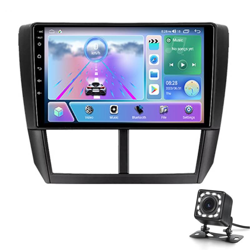 Android 14 Double Din Car Stereo 9-Zoll-touchscreme GPS-Navigation Kompatibel Mit Subaru Forester 3 2007-2013 Mit Bluetooth Fm WiFi SWC Android Auto Carplay Ahd Reverse Kamera(Size:4+64G) von Keoaiob