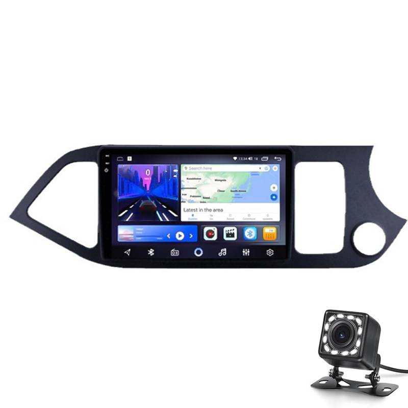 Android 14 Haupteinheit Doppel Din Autoradio Navi Für K-i-A PICANTO 2011-2016 RHD Radio GPS Navigation 9 '' MP5 Multimedia Video Player FM Receiver Mit 4G 5G WiFi SWC AHD Kamera(Color:WIFI 2G+32G) von Keoaiob