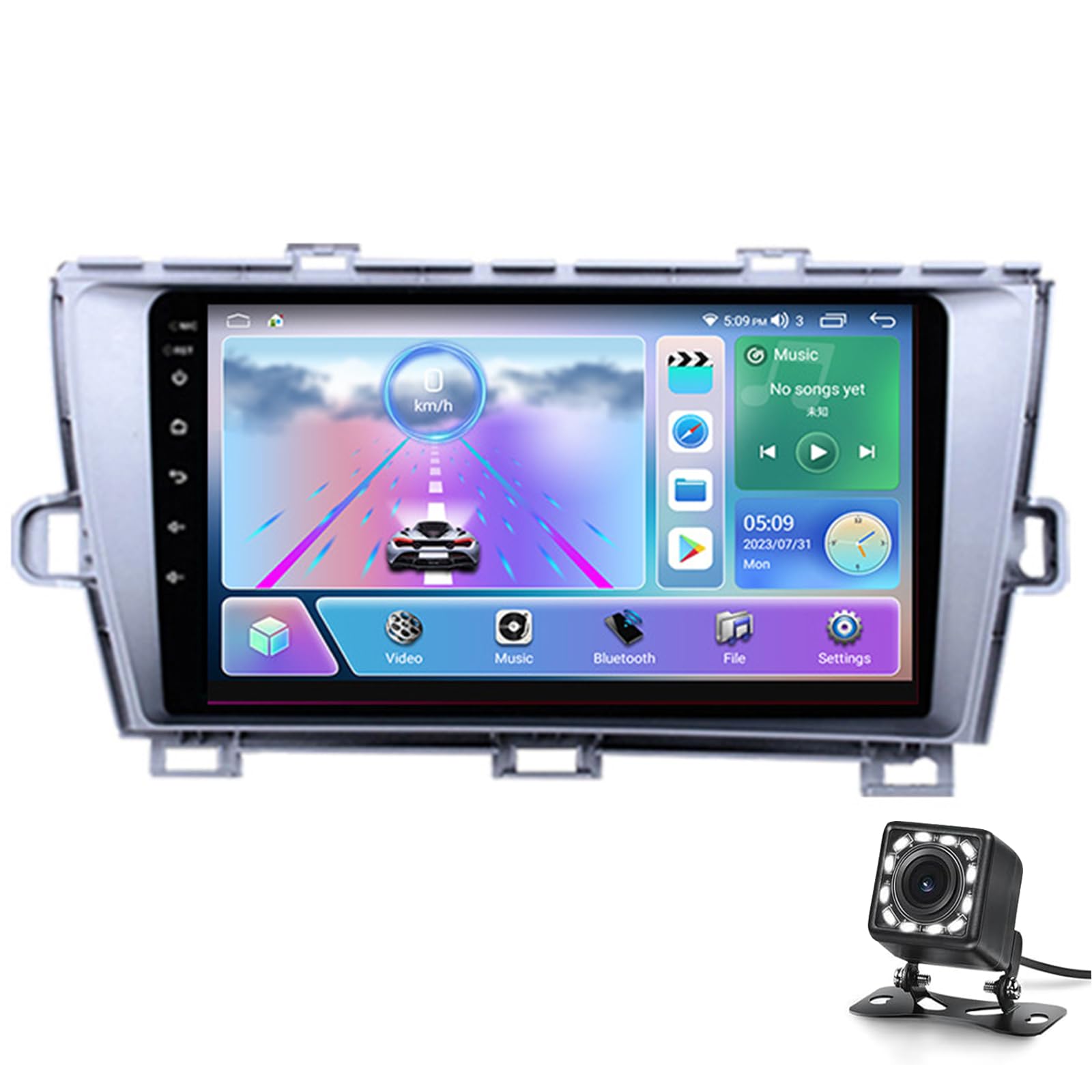 Android 14 Radio-doppel-din-auto Stereo Sat Nav Für T-oy-o-ta Prius 2009-2013 Gps-navigation 9 '' Headunit Mp5 Multimedia Radio Bluetooth Gps 4g Wifi Fm Mirror (Size:Linkes Peptid,Color:Y700S 8G+256G) von Keoaiob