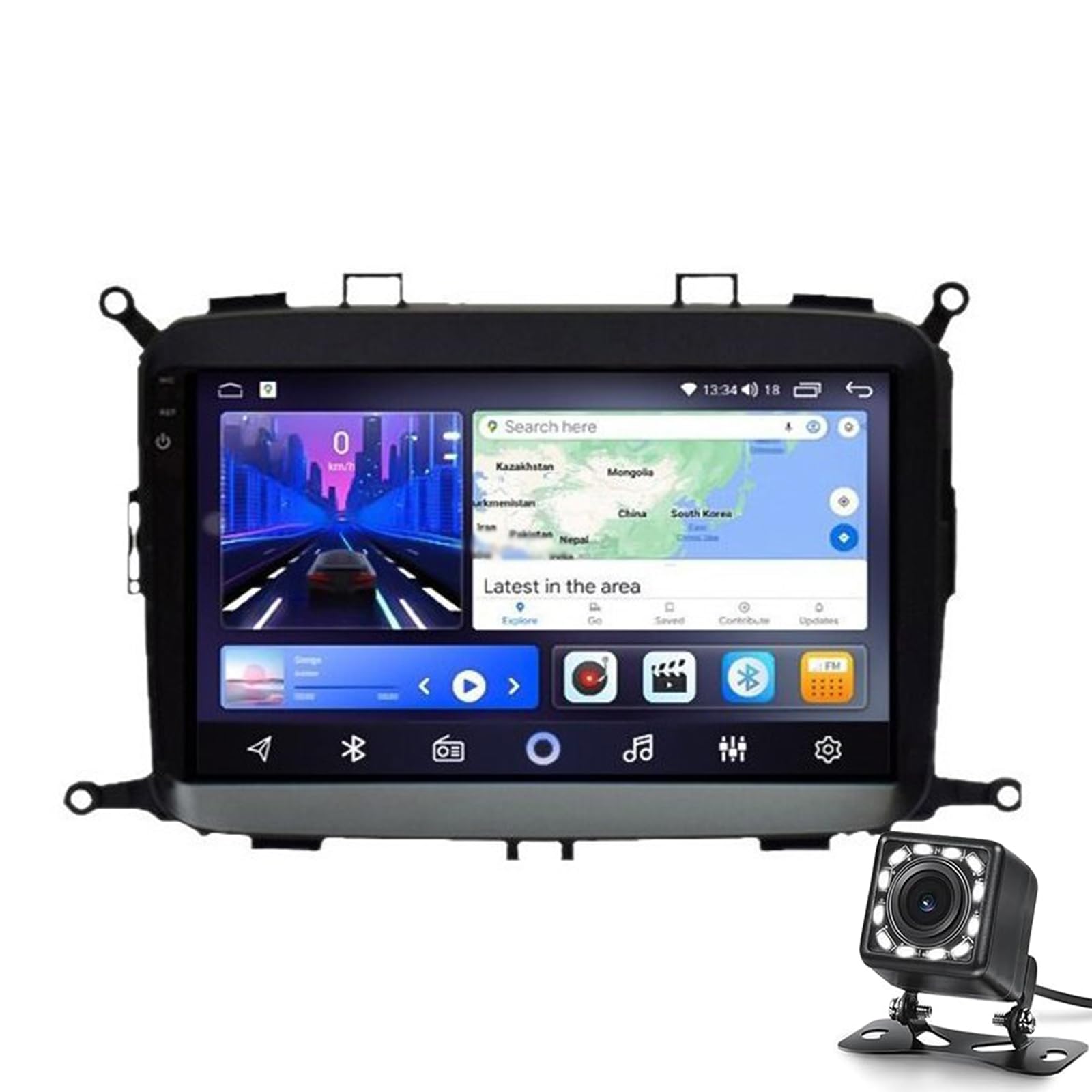 Android Autoradio für Kia Carens 2012-2017 9 '' mit Wireless Carplay Mirror Link, Android Auto FM AM Autoradio mit BT 5.1 GPS Navigation SWC Unterstützung Dolby DTS Rückfahrkamera(Color:M300S) von Keoaiob