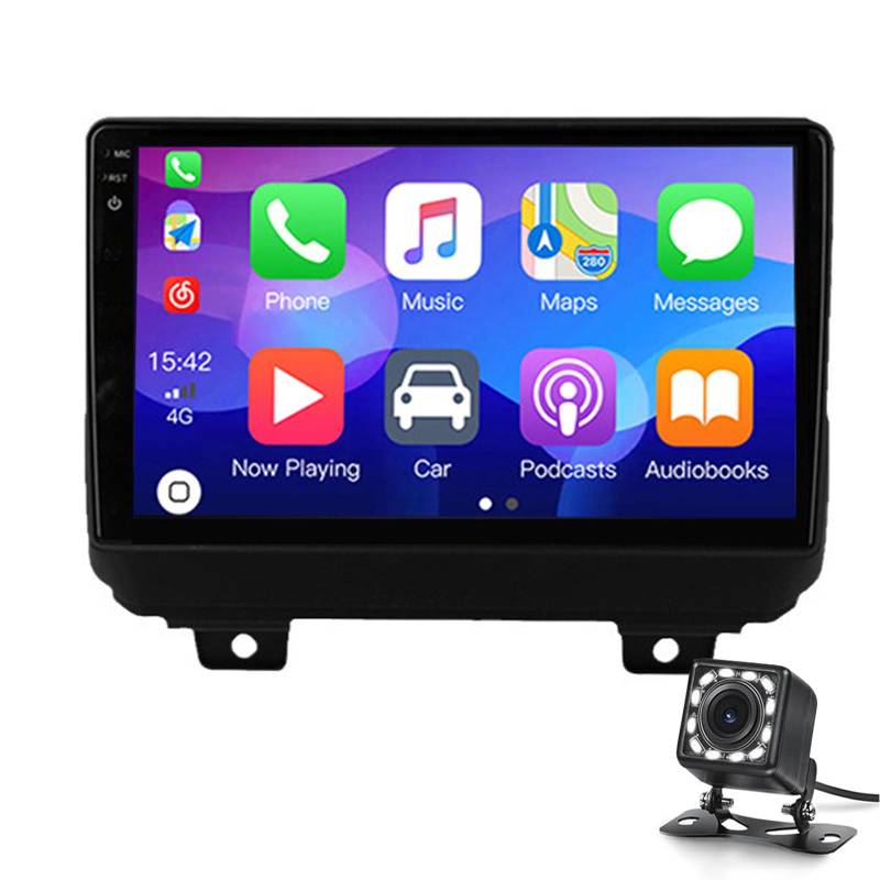 Android Car Stereo Für C J-eep Wrangler 2018-2020 9 "touchscreen In-dash-gps-navigation Mit Carplay Android Auto Gps-navigation Radio Mit Bluetooth Reverse Camera Usb Spiegelung Swc(Color:M150S) von Keoaiob