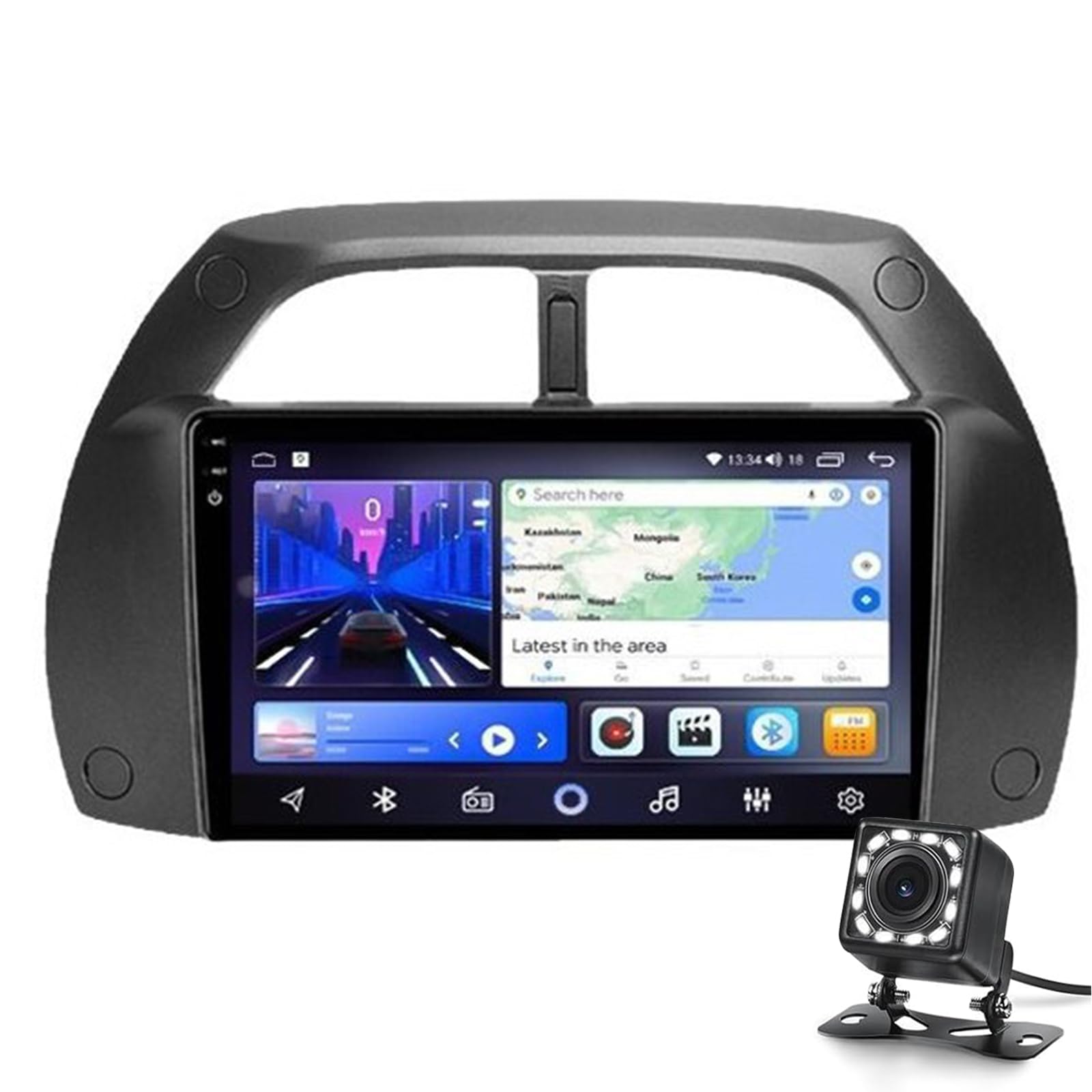 Android Car Stereo Für Rav4 2001-2006 2 Din Radio Gps Navigation 9 '' Ips Touchscreen Multimedia Player Support Carplay & Android Auto 4g Carplay Swc Wifi Mirror Link Dsp Bt Voice As(Size:2G+32G) von Keoaiob