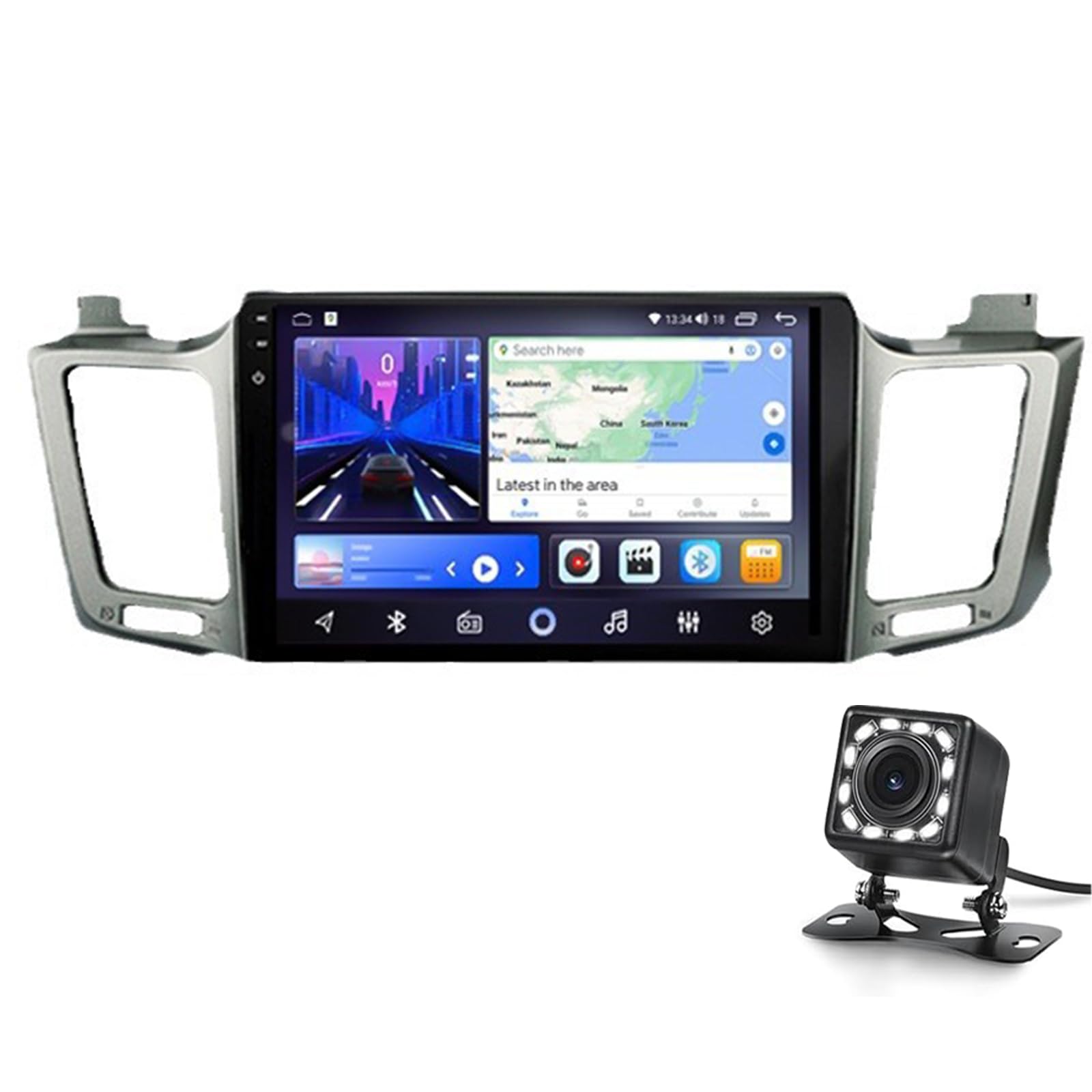 Android Car Stereo Für Rav4 2013-2015 Mit Drahtlosen Carplay Android Auto, 10,1 Zoll Touchscreen Multimedia Video Car Radio Mit Gps-navigation Bluetooth Fm Rds Hifi Wifi + Ahd Backup(Size:4G+32G) von Keoaiob