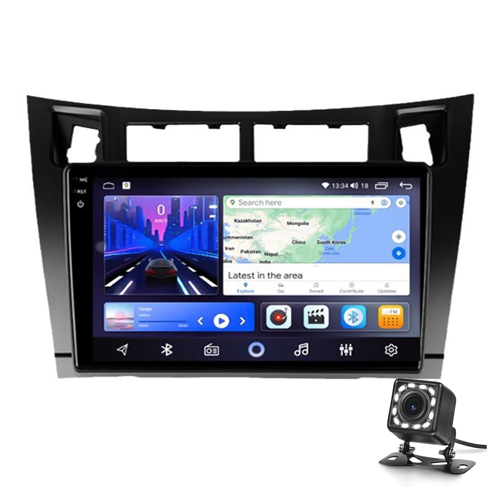 Android Car Stereo Für Yaris 2007-2011 Mit Drahtlosen Carplay 9-zoll-touchscreen-auto-radio Mit Gps-navigation Bluetooth Fm Rds Hifi Wifi Eq Android Auto Backup Camera Mirror Link(Size:2G+32G 2K) von Keoaiob