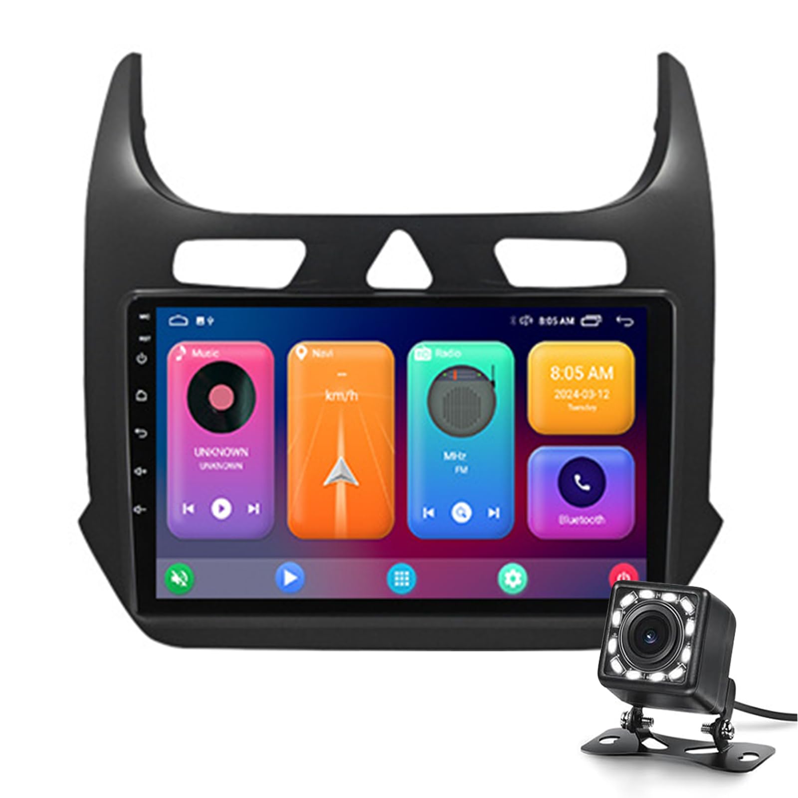 Android Double Din Autoradio für Che-vr-olet Cobalt 2011-2018 mit GPS-Navigation, 9'' Touchscreen 2 Din Autoradio mit Bluetooth Mirror Link WIFI GPS FM RDS USB Radio SWC Rückfahrkamer(Color:M4:4+64GB) von Keoaiob