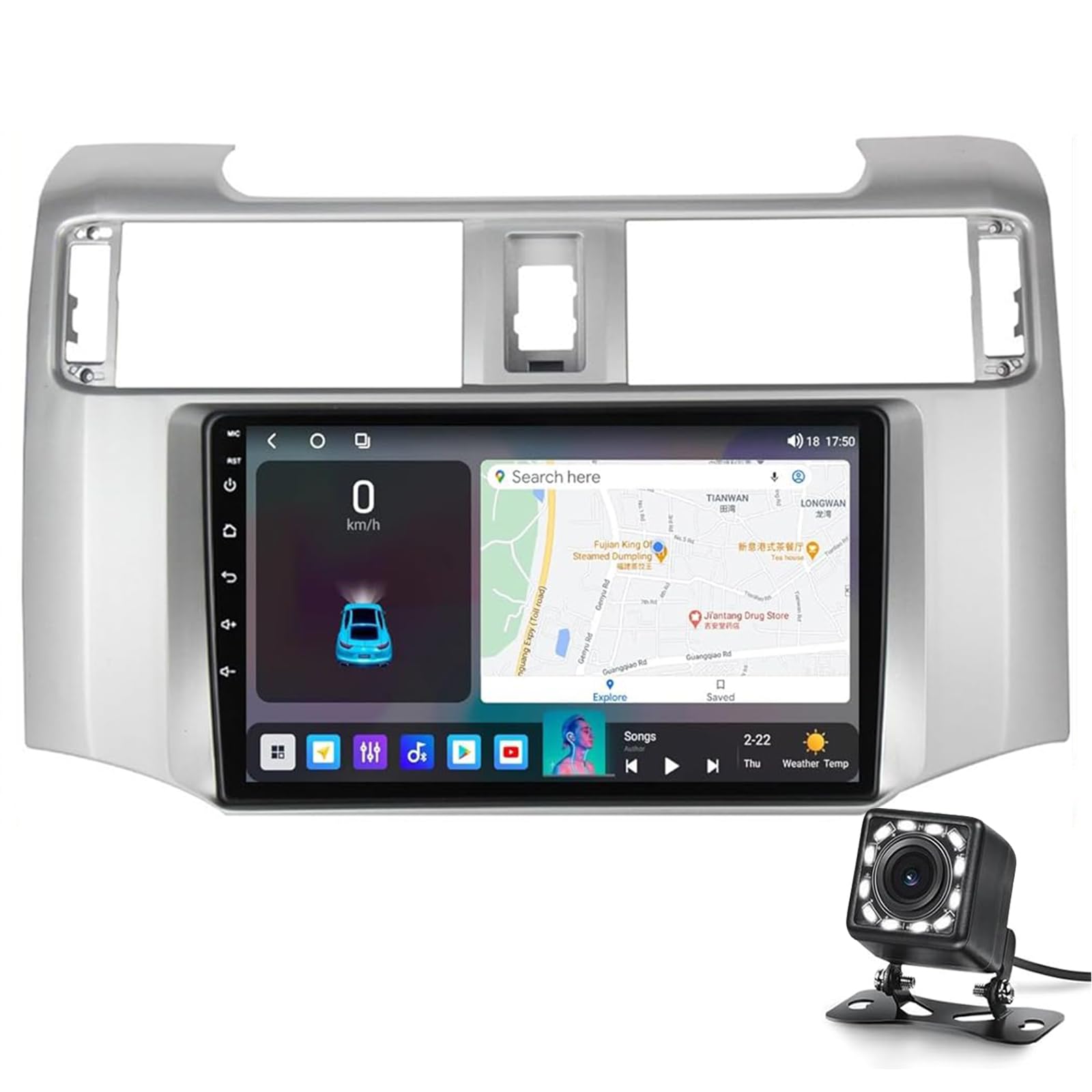 Auto Radio Für To-yota 4runner 5 N280 2009-2020, 9 Zoll Android 14 Touchscreen-auto Stereo Integriert 4g Carplay/android Auto/1080p/hi-fi Audio/bluetooth/wifi +backup-kamera(Size:NF-6:8+128GB) von Keoaiob