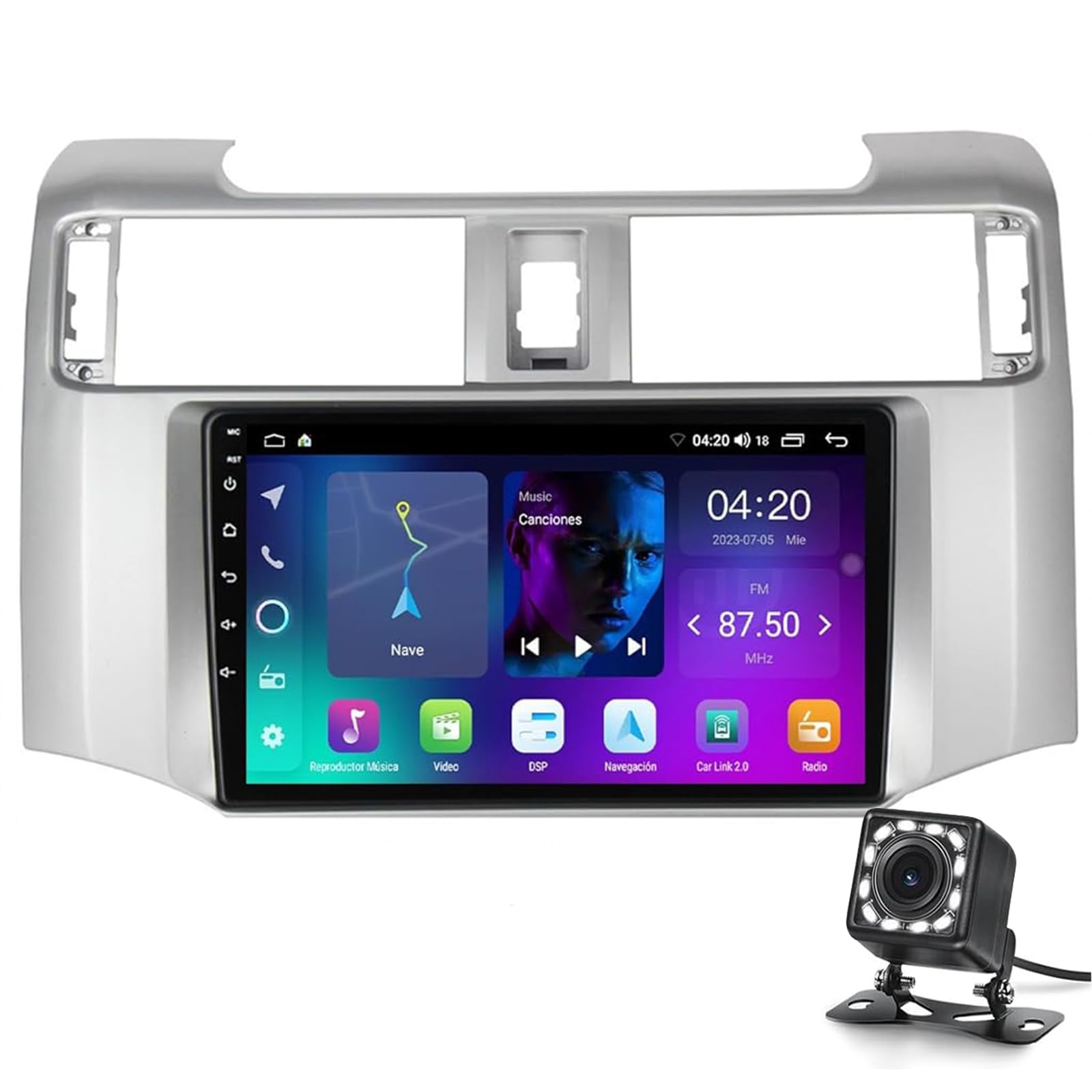 Auto Radio Für To-yota 4runner 5 N280 2009-2020, 9 Zoll Android 14 Touchscreen-auto Stereo Integriert 4g Carplay/android Auto/1080p/hi-fi Audio/bluetooth/wifi +backup-kamera(Size:NF-7:8+256GB) von Keoaiob