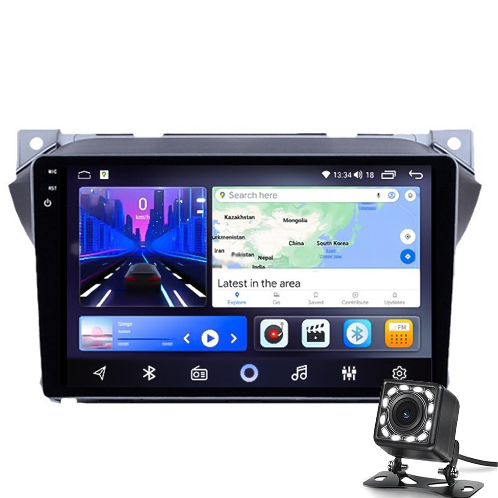 Auto Stereo 2 Din Android 13 Radio Mit 4g Wifi Dsp Carplay Für Suzuki Alto 2009-2017 Gps Sat Navi 9'' Touchscreen Headunit Multimedia Video Player Fm Bt Receiver Sprachsteuere Handf(Color:2G+32G) von Keoaiob