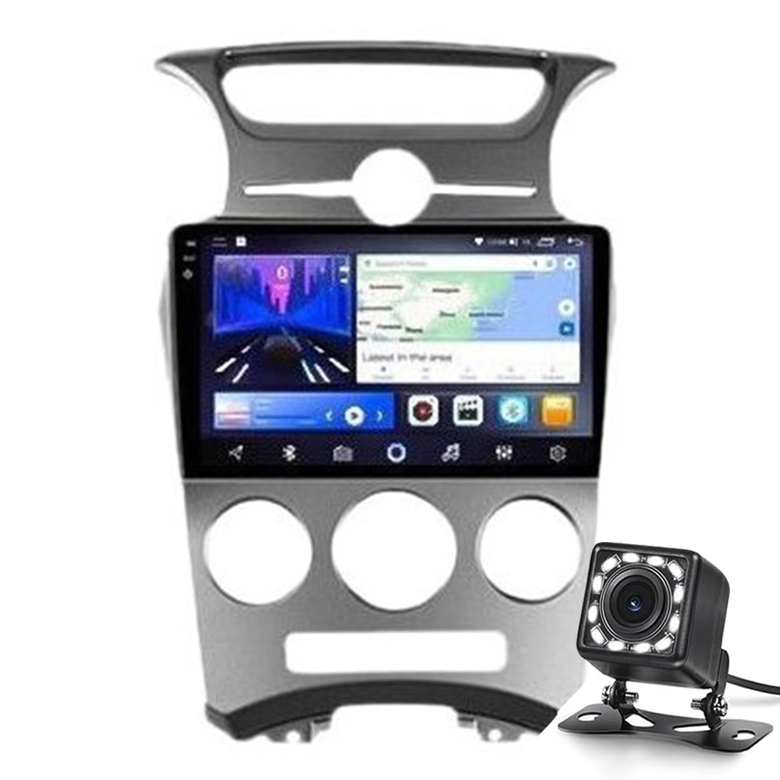 Auto Stereo 2 Din Android 14.0 Radio Mit 4g 5g WiFi Dsp SWC Carplay Für Kia Carens 2007-2011 GPS Sat Navigation 9'mp5 Multimedia Video Player Fm Bt Receiverc(Color:WiFi 2G+32G) von Keoaiob