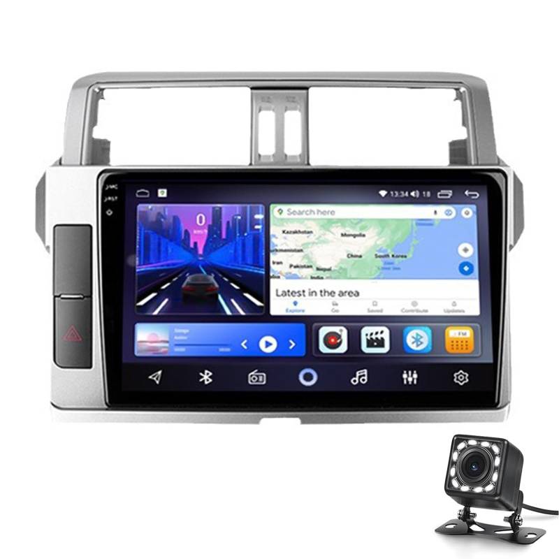 Auto Stereo Android 13.0 Radio Für Land Cruiser Prado 2014-2017 Gps Sat Navigation 9 'touchscreen Dvd Multimedia Video Player Fm Bt-empfänger Mit Carplay 4g 5g Wifi Swc Camera(Size:8G+128G 2K) von Keoaiob