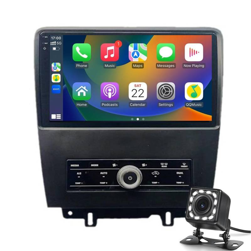 Autoradio Android Stereo Für Ford Mustang 2010-2014 Eingebautes Drahtloses CarPlay Android Auto Radio, Bluetooth Audio Empfänger 9" Bildschirm GPS Navi Rückfahrkamera WiFi FM RDS SWC(Size:4G+64G) von Keoaiob