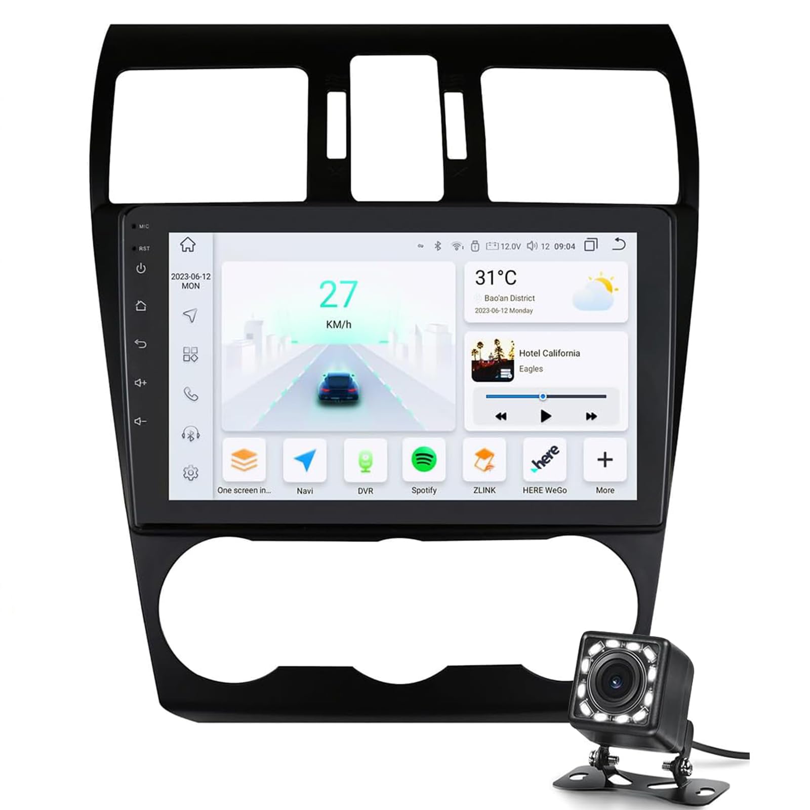 Car Stereo Android 14.0 Radio Für S-unteraru Xv Crossrek 2012-2015 Gps Sat Navigation 9 'touchscreen Dvd Multimedia Video Player Fm Bt Carplay Android Auto Ready, Lenkradsteuerung(Color:M100S) von Keoaiob