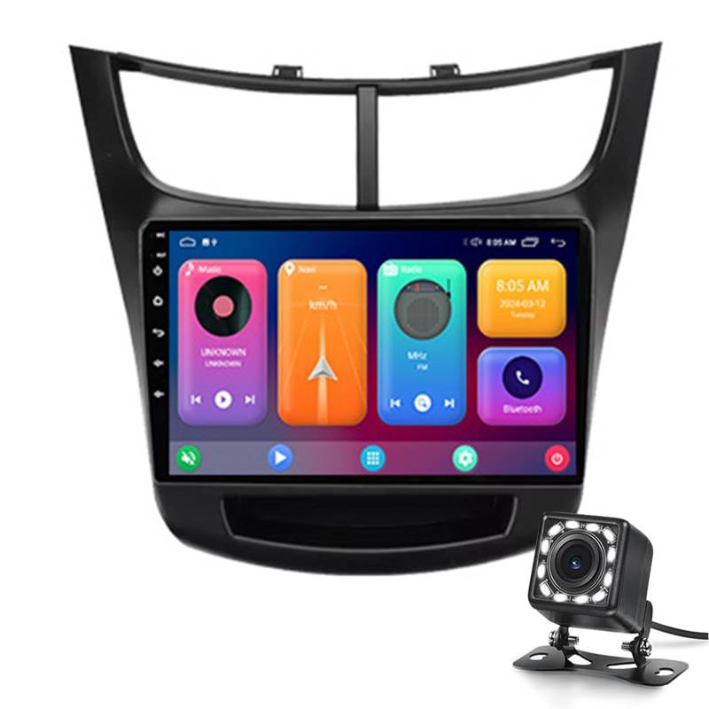 Doppel-DIN Android Autoradio für Ch-ev-rolet Sail 2015-2019 Wireless CarPlay & Android Auto Bluetooth Wifi DAB HD, 9-Zoll-Display, geteilter Bildschirm, HD-Rückansicht mit LRV, USB-Te(Color:M4:4+64GB) von Keoaiob