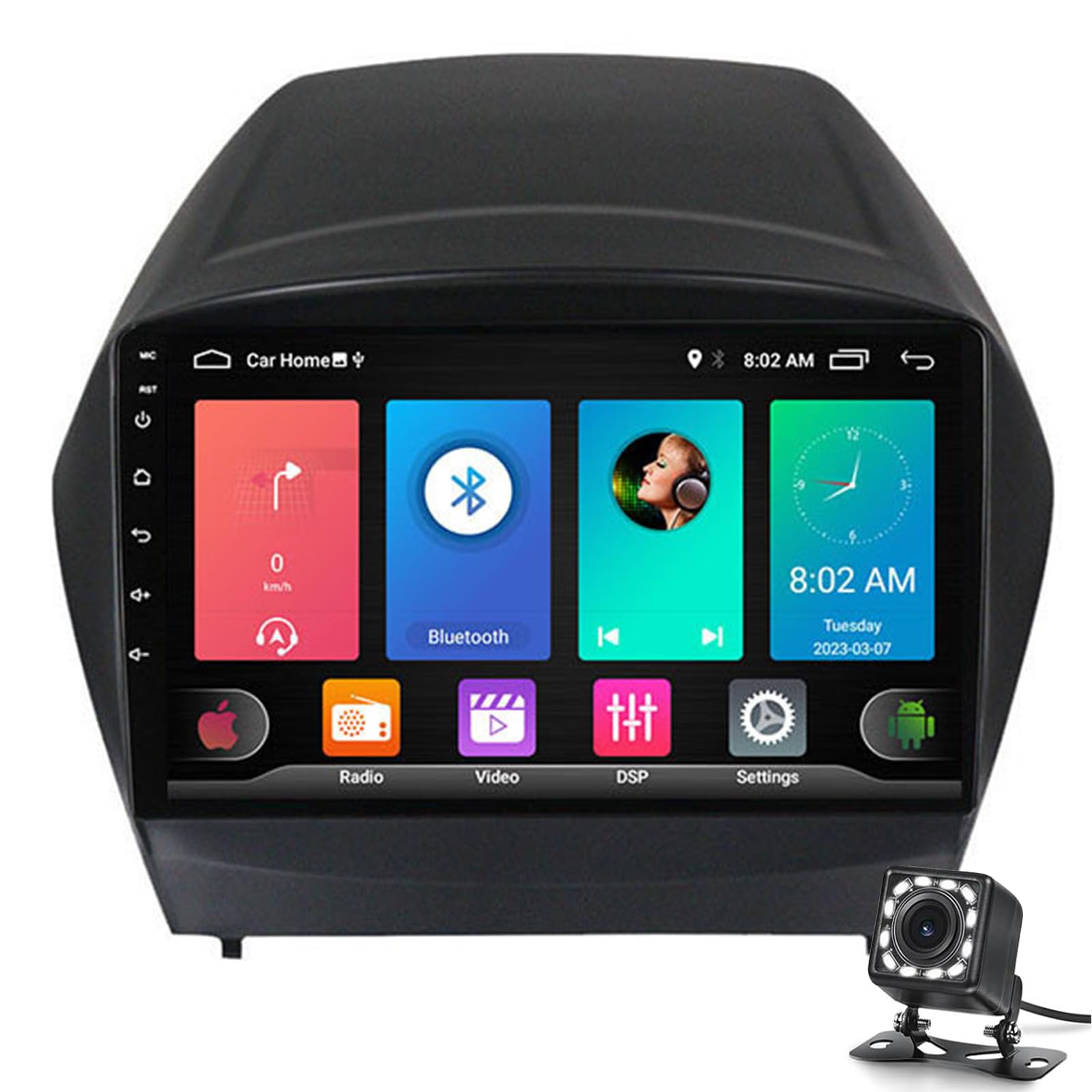 Double Din Car Radio Hy-un-dai Tucson Ix35 2009-2015 Android Car Stereo Radio 10,1 Zoll Touchscreen Wireless Carplay Android Auto Support Gps Navigation Wifi Bluetooth Fm Backup-kamera(Color:4+64GB) von Keoaiob